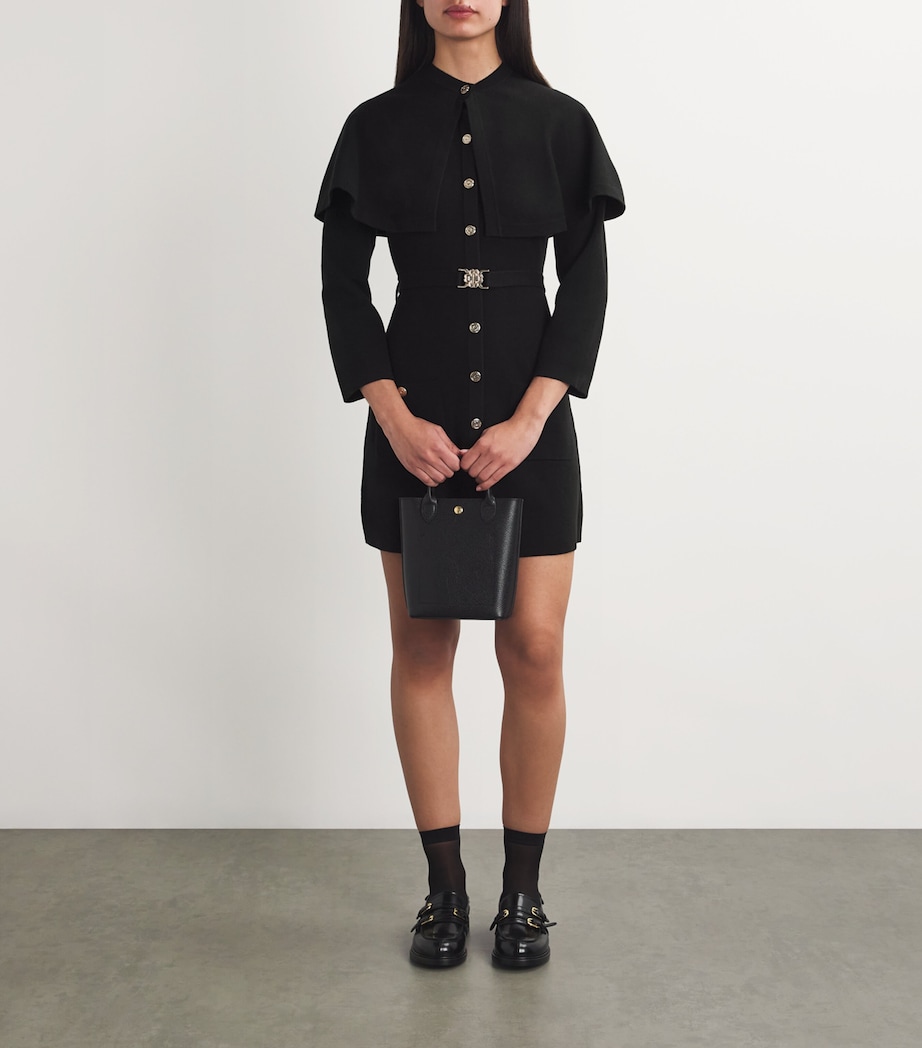 Knitted Cape Dress BLACK Image 2