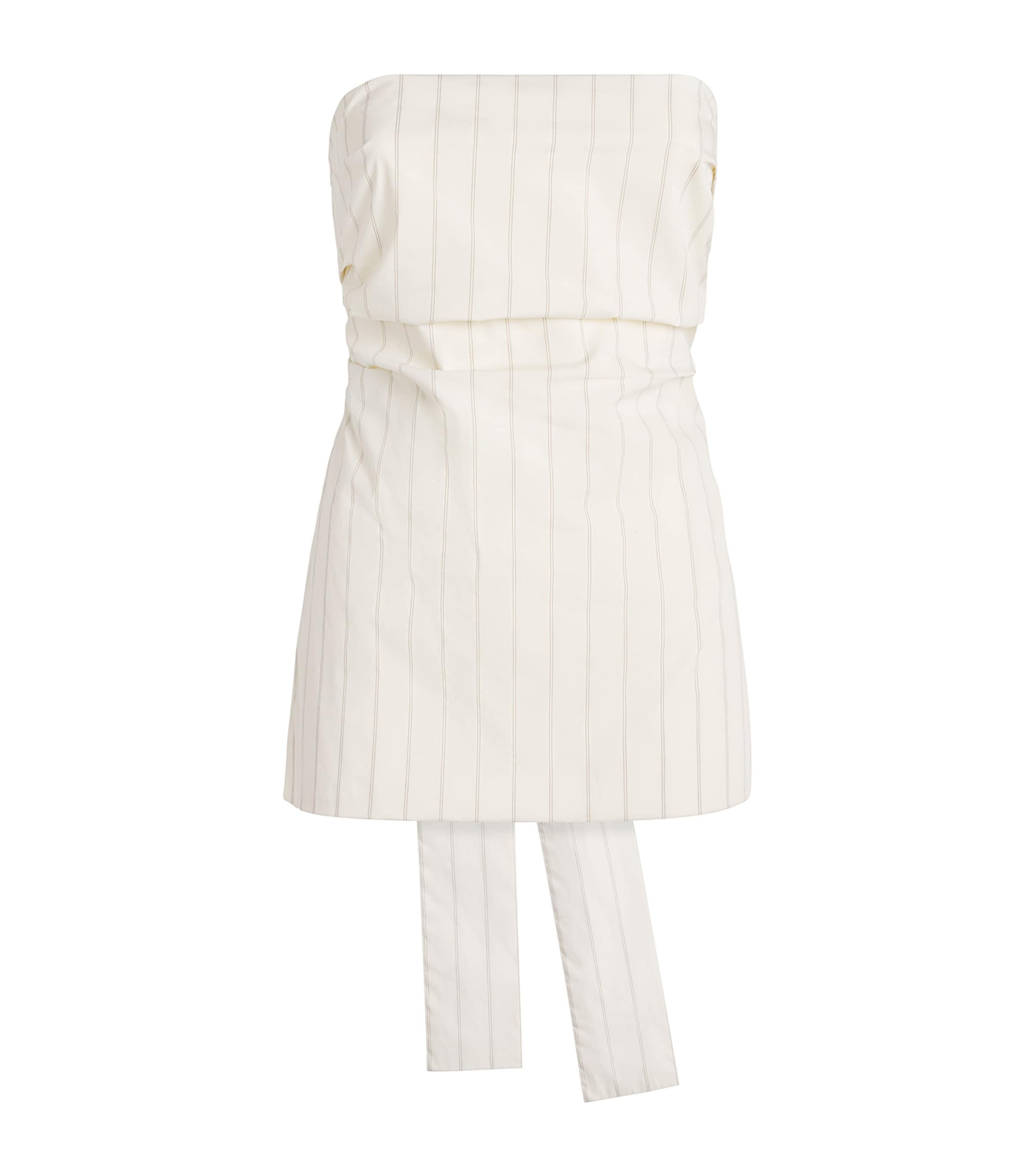 St. Agni Pinstripe Tie-Detail Top Ecru Stripe