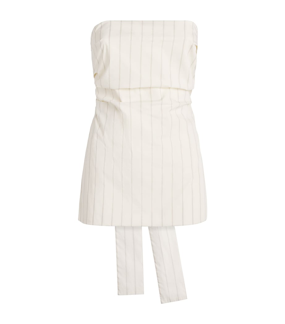 St. Agni Womens Pinstripe Tie-Detail Top Ecru Stripe Image 1