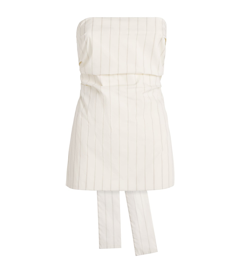 St. Agni Pinstripe Tie-Detail Top Ecru Stripe