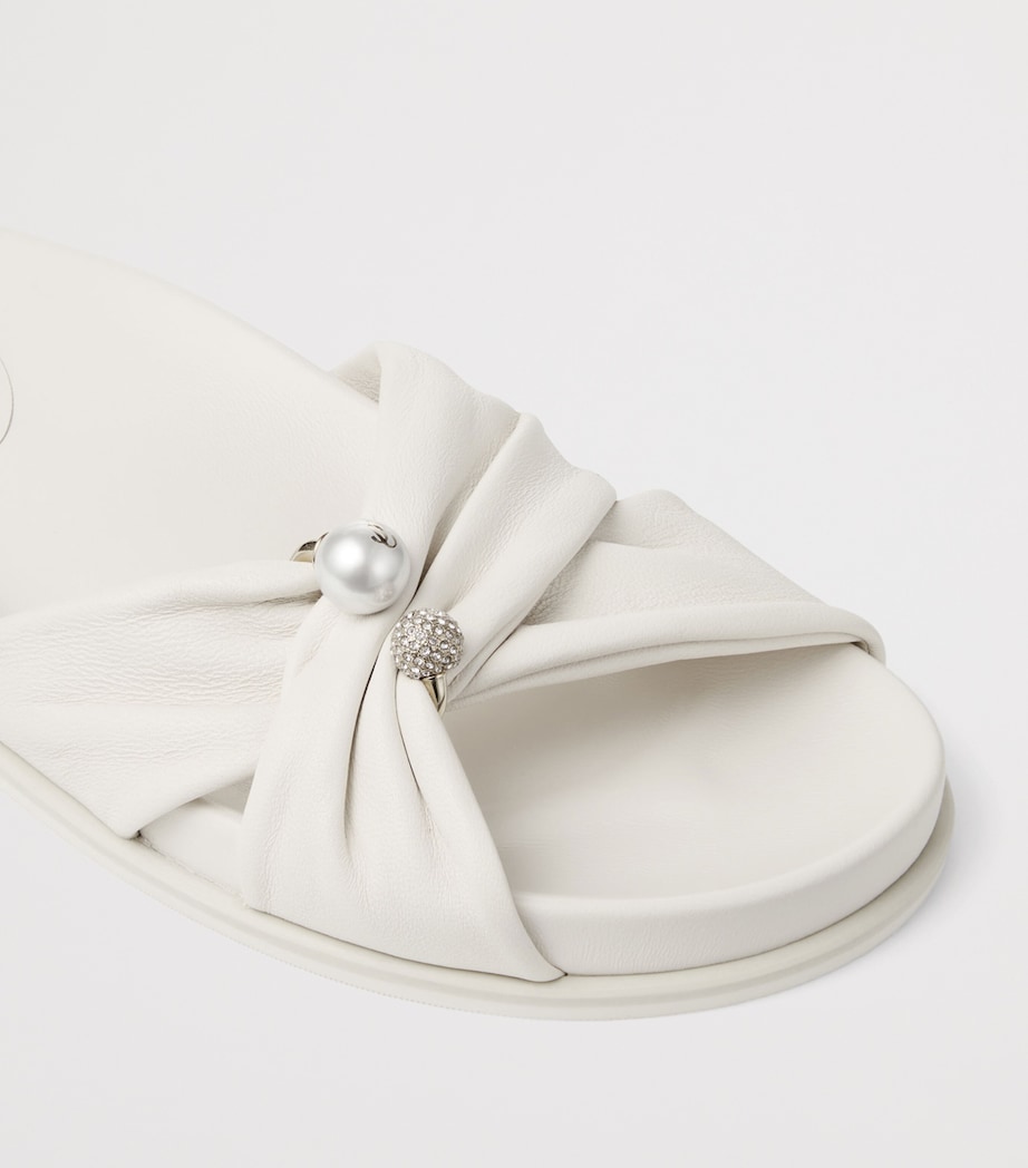 Jimmy Choo Rafi Leather Flat Sandals Latte Image 6