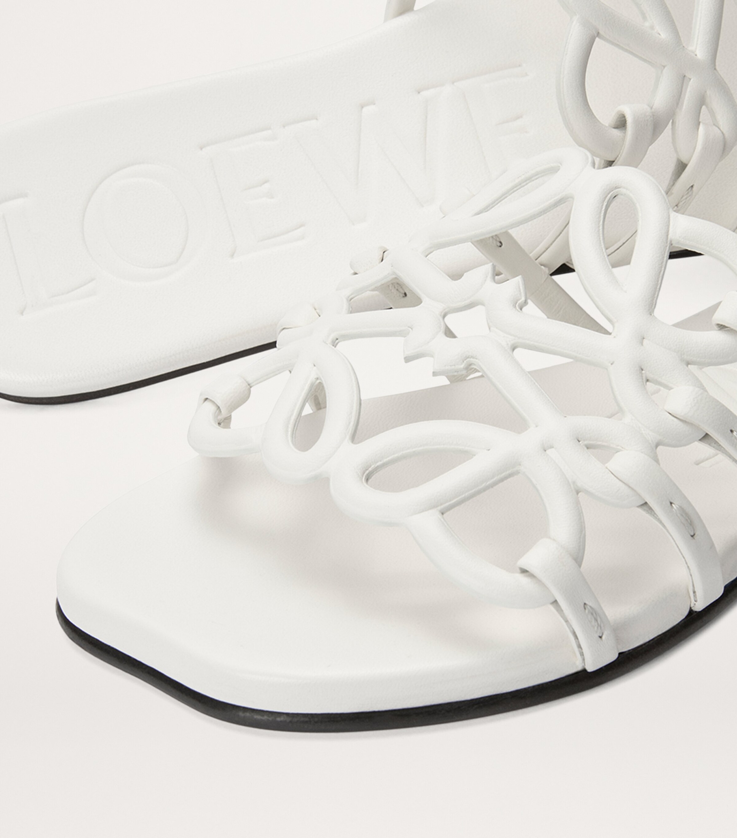 LOEWE Leather Petal Anagram Slides Anthurium White Image 5