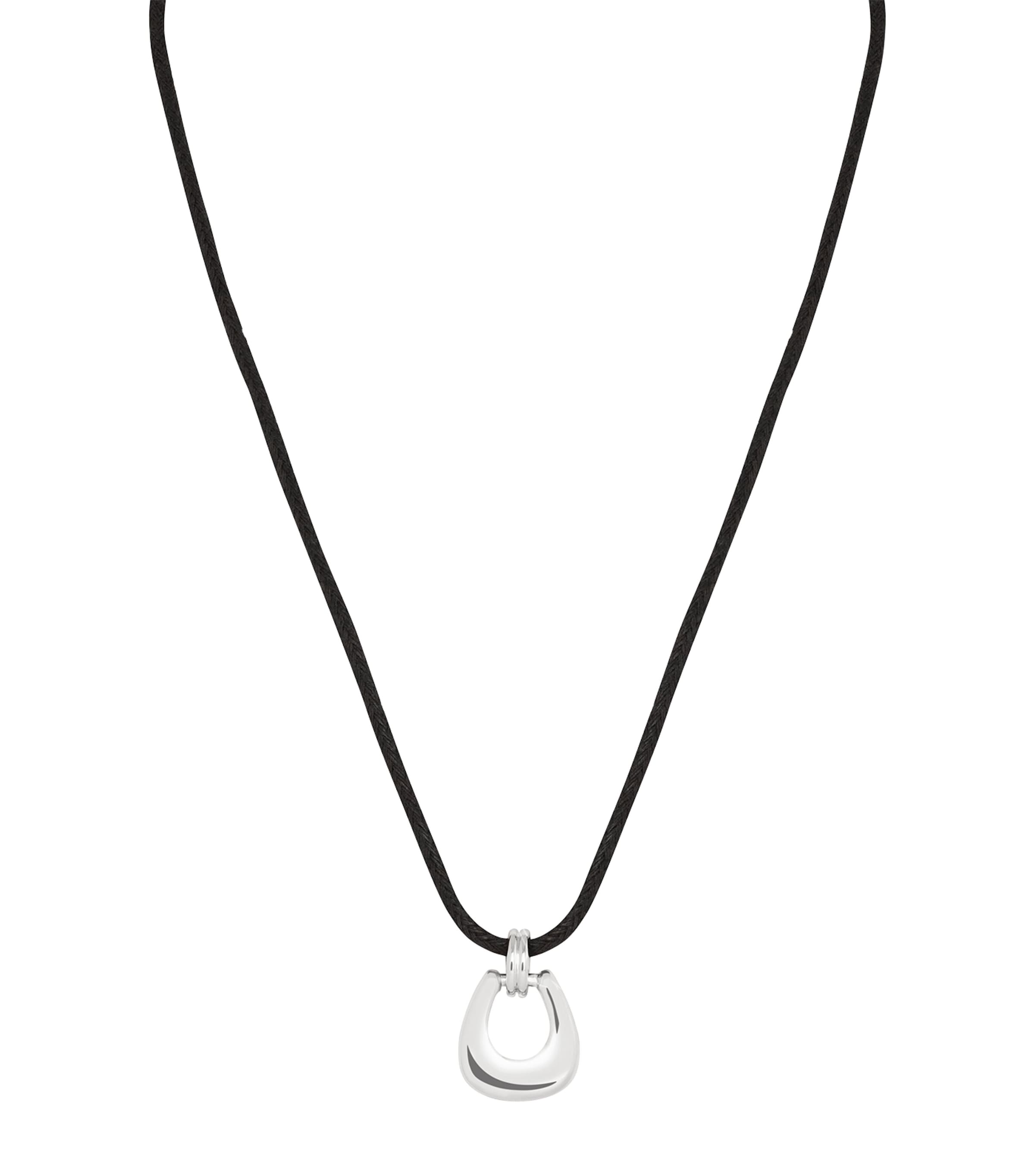 Astrid & Miyu Corded Rhodium-Plated Horseshoe Pendant Necklace Silver Image 1