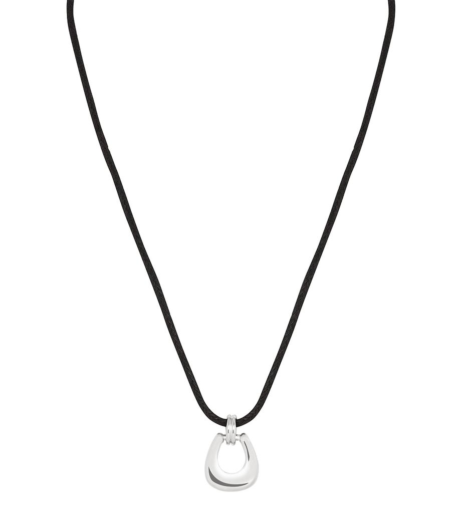 Astrid & Miyu Corded Rhodium-Plated Horseshoe Pendant Necklace Silver Image 1