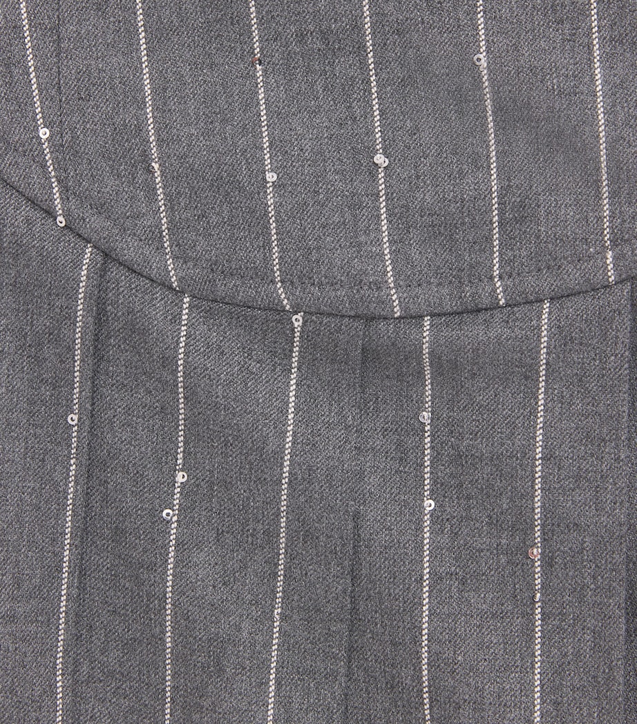 Monnalisa Pinstripe Levantina Dress (4-14 Years) Grigio Medio Image 3