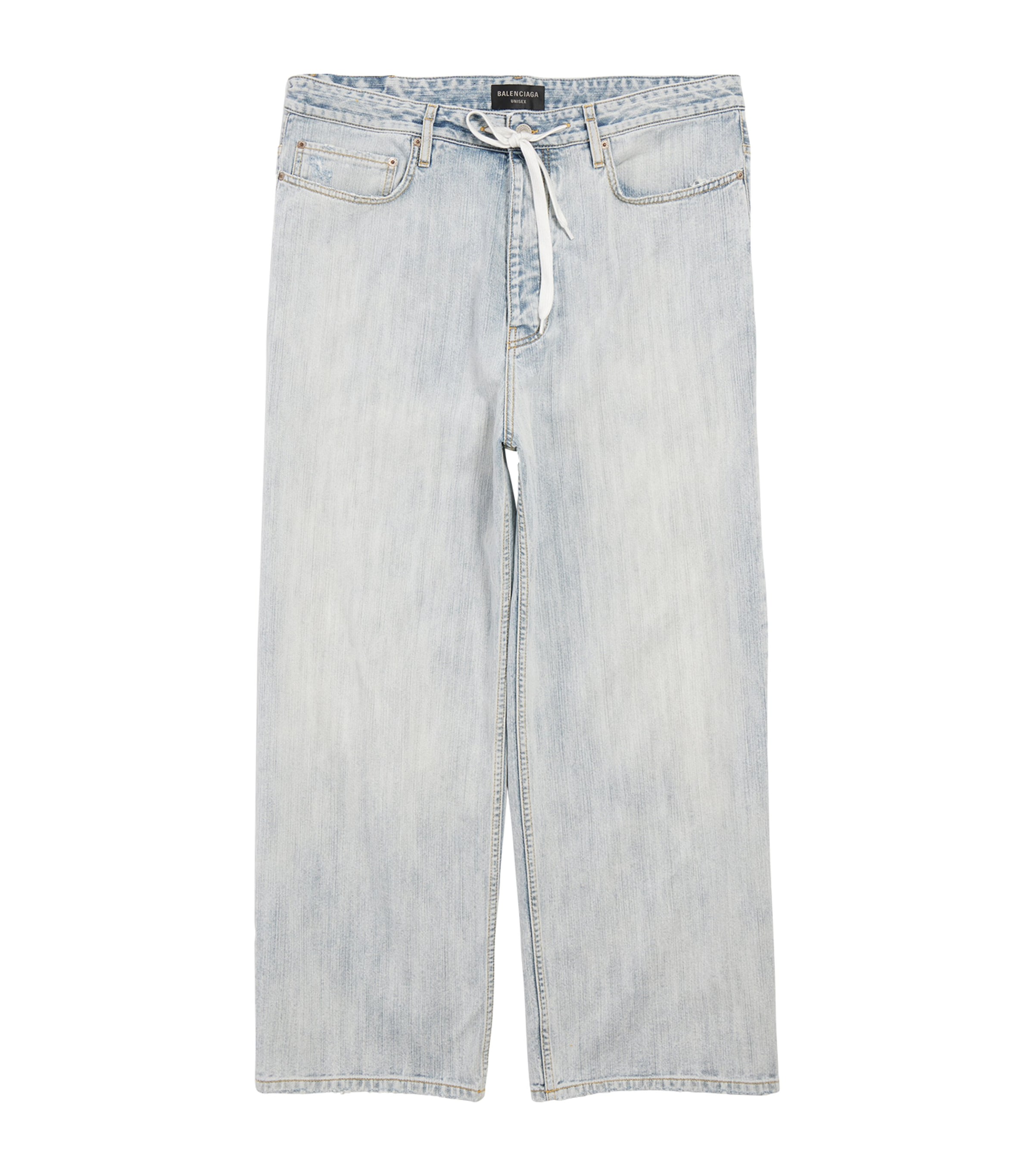 Balenciaga Drawstring Wide-leg Jeans In Blue