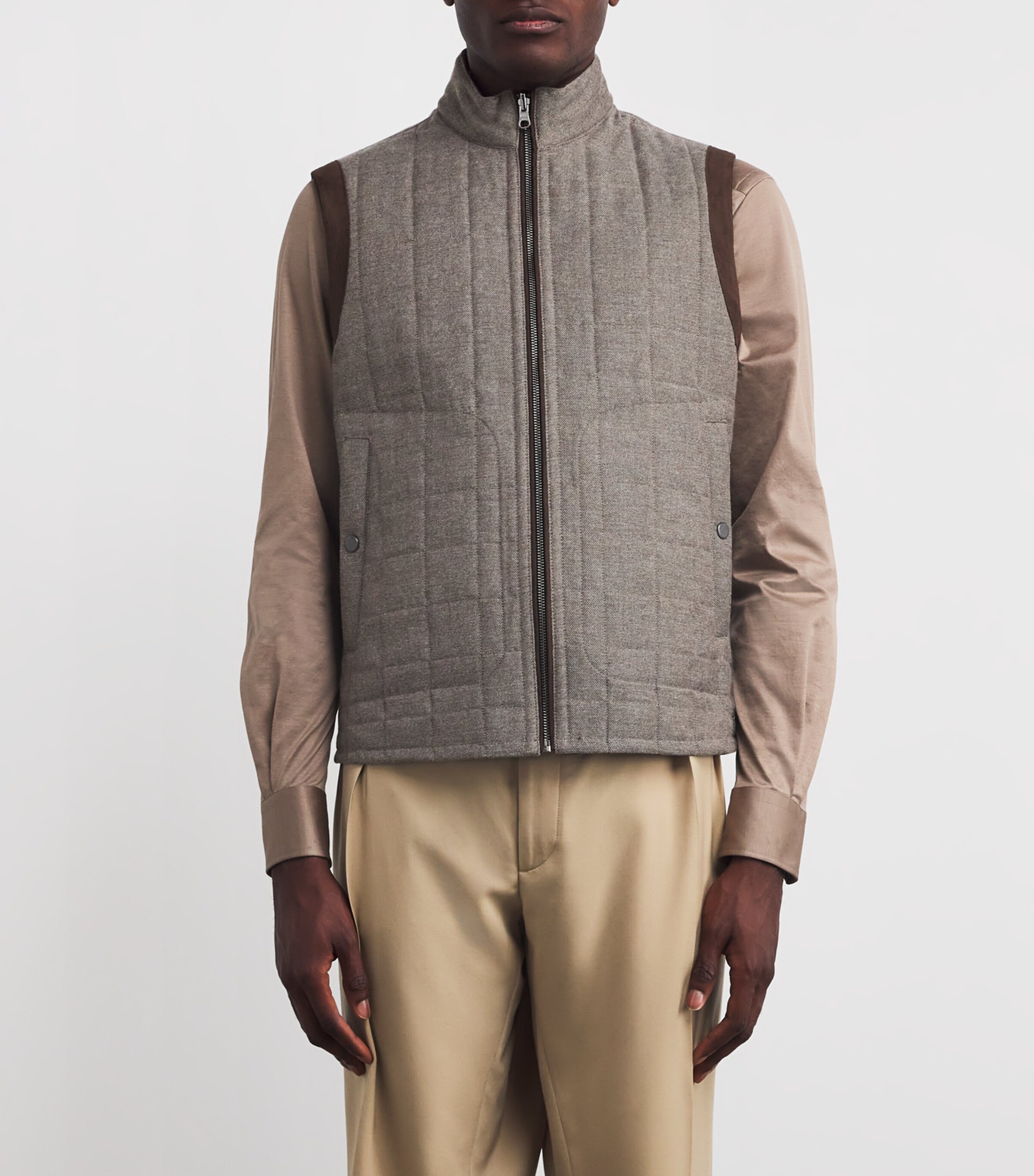 Pal Zileri Mens Quilted Reversible Gilet Brown Image 3