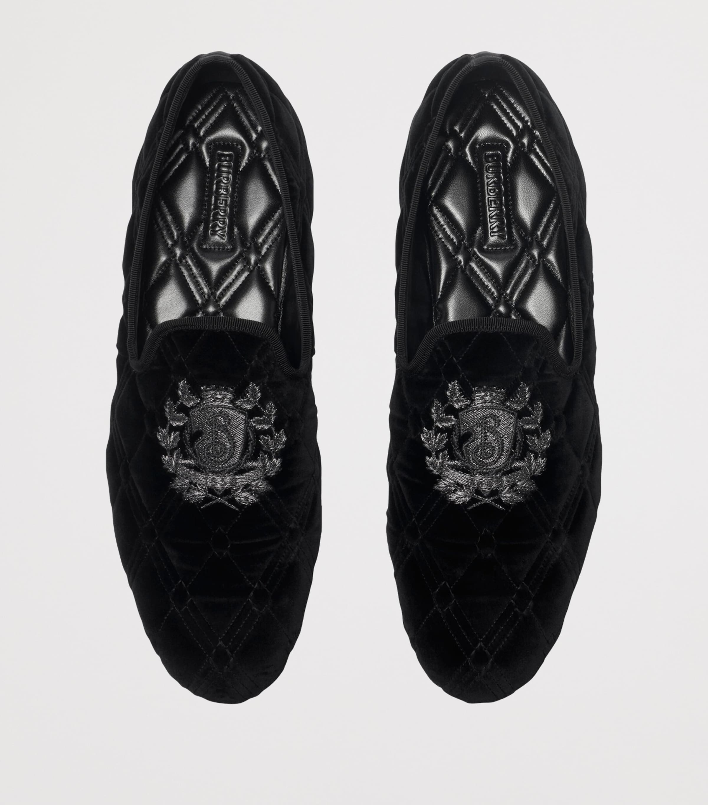Velvet Quilted Estate Slippers BLACK Image 2