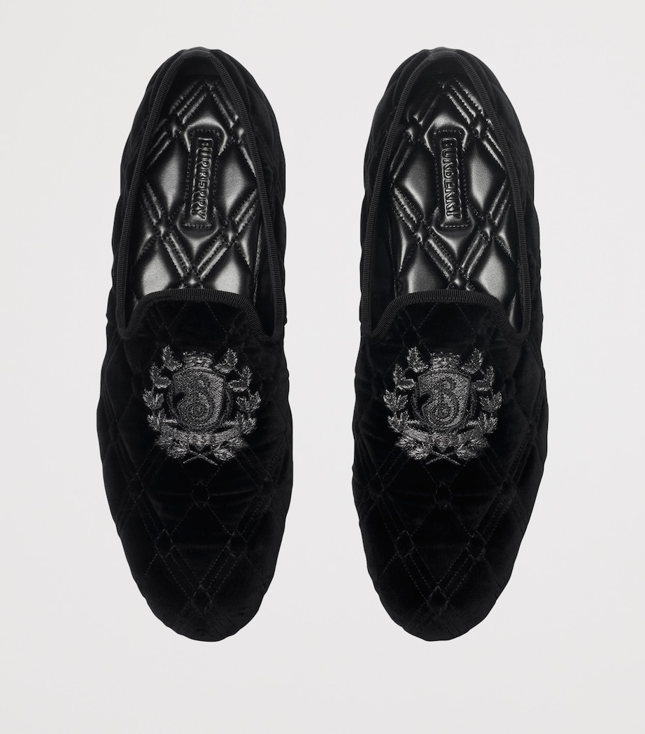 Velvet Quilted Estate Slippers BLACK Image 2