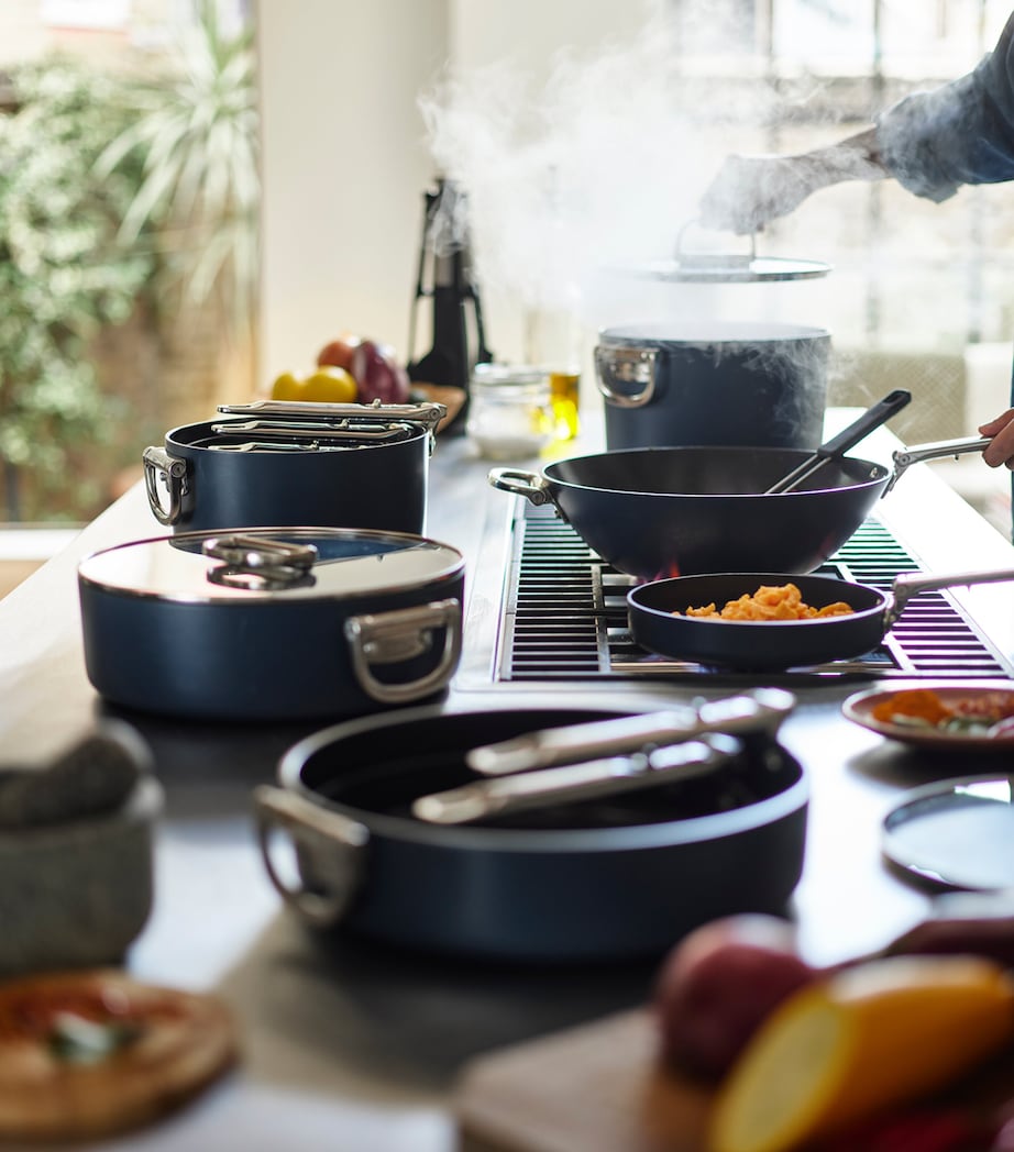 Set of 3 Space Non-Stick Saucepans MIDNIGHT BLUE Image 3