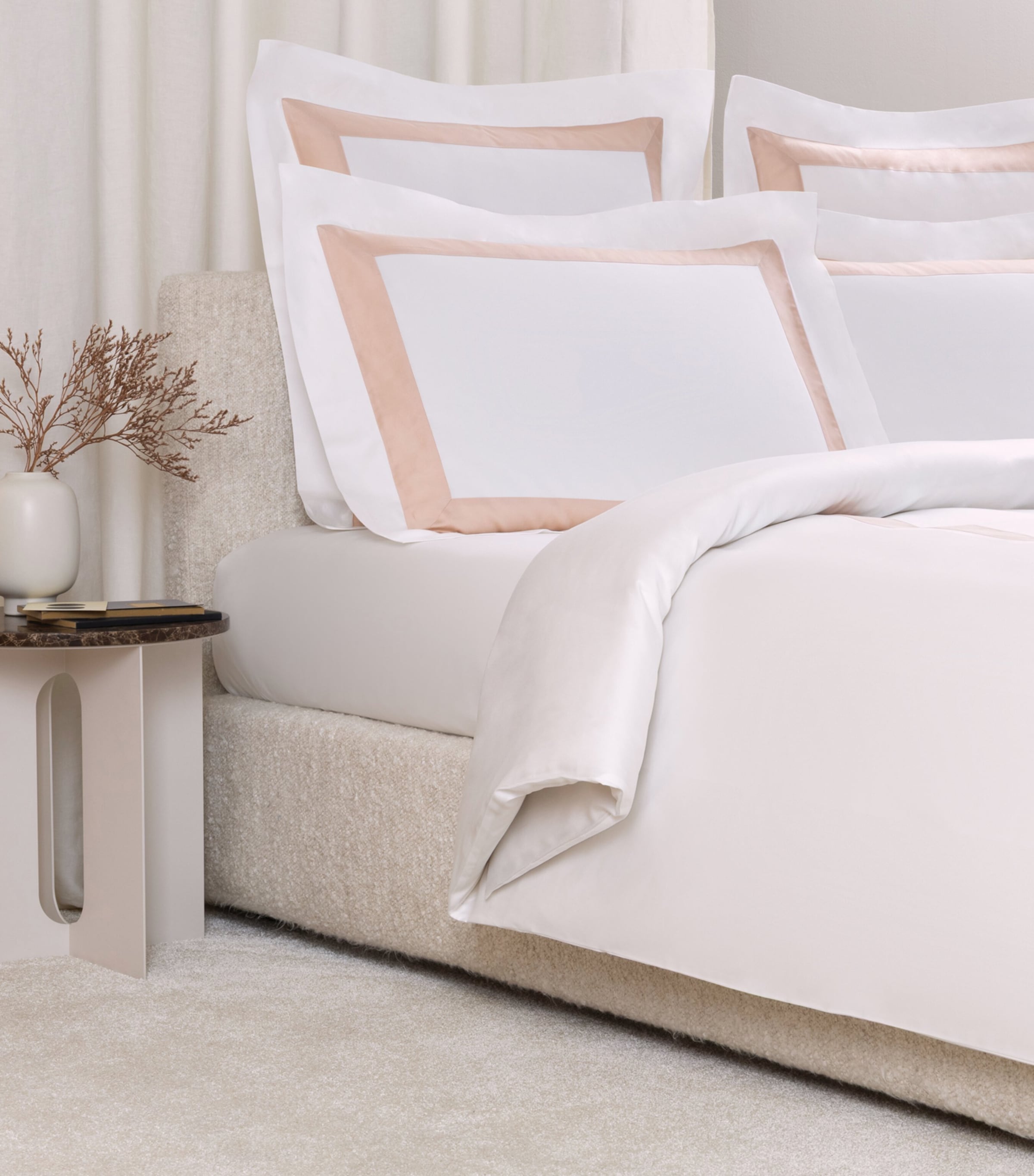 Frette Cotton Breeze Border Queen Duvet Cover (240cm x 220cm) Milk/misty Bl Image 1
