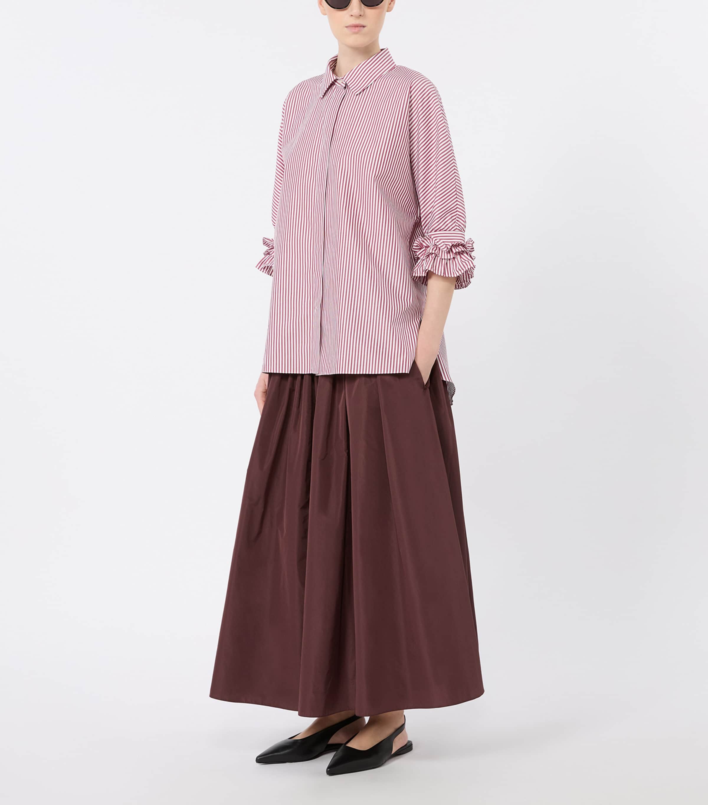 Max Mara Womens Poplin Stripe Shirt Bordeaux Image 2
