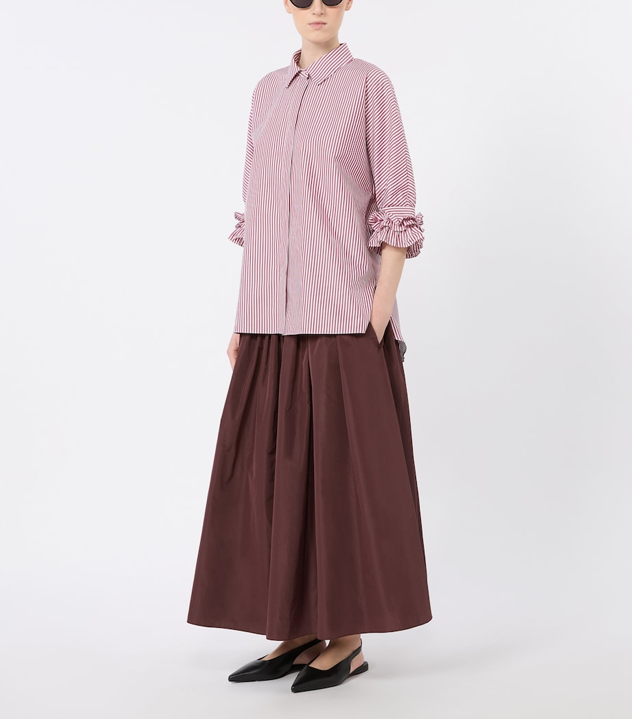 Max Mara Womens Poplin Stripe Shirt Bordeaux Image 2