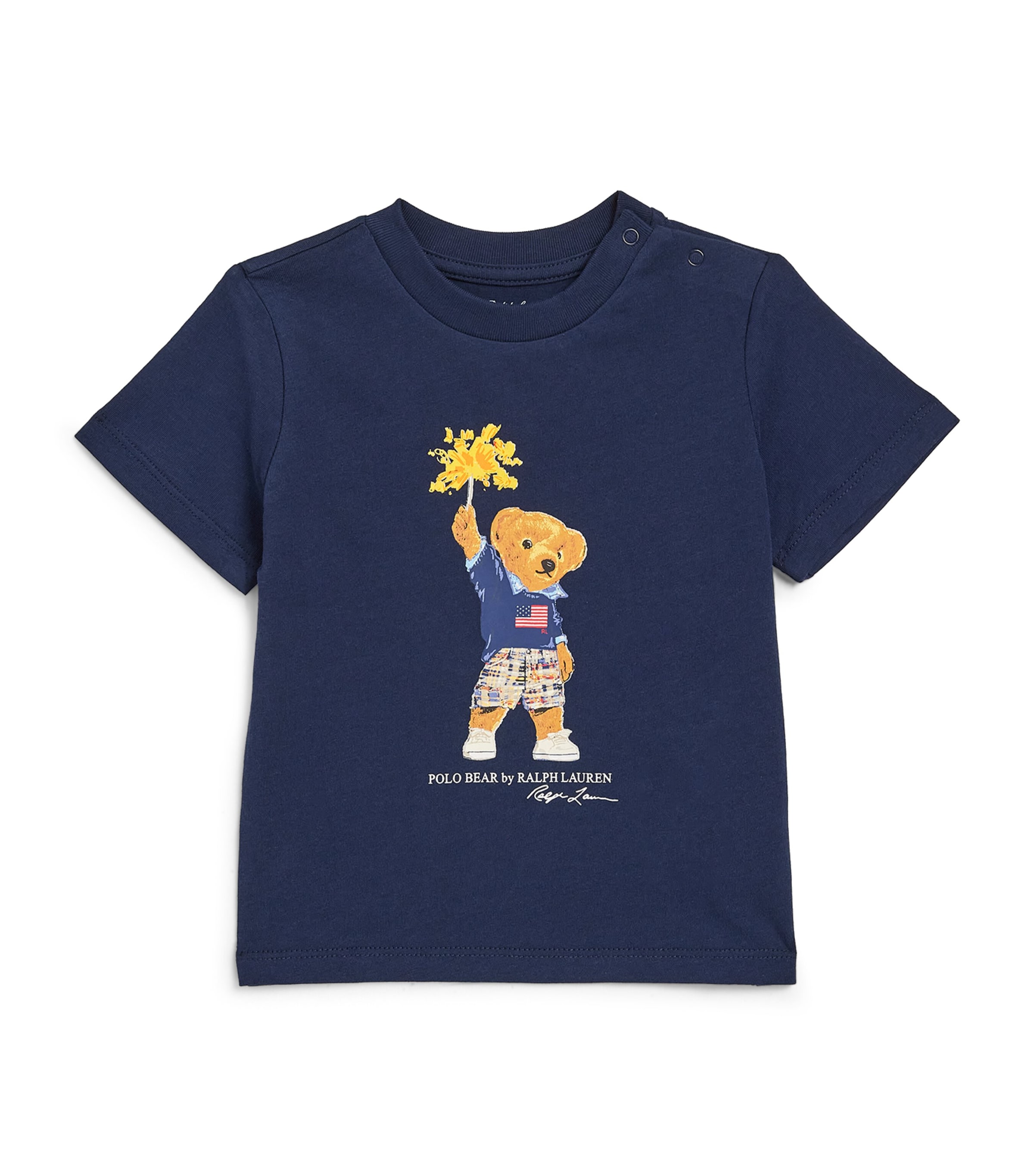 Shop Ralph Lauren Cotton Bear T-shirt In Navy