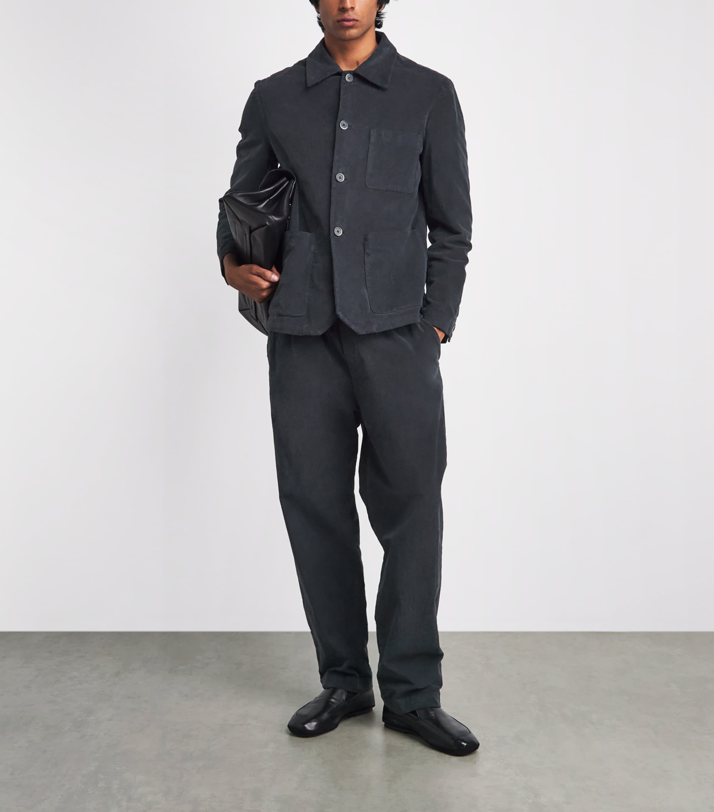 Barena Mens Stretch-Cotton Overshirt Piombo Image 2