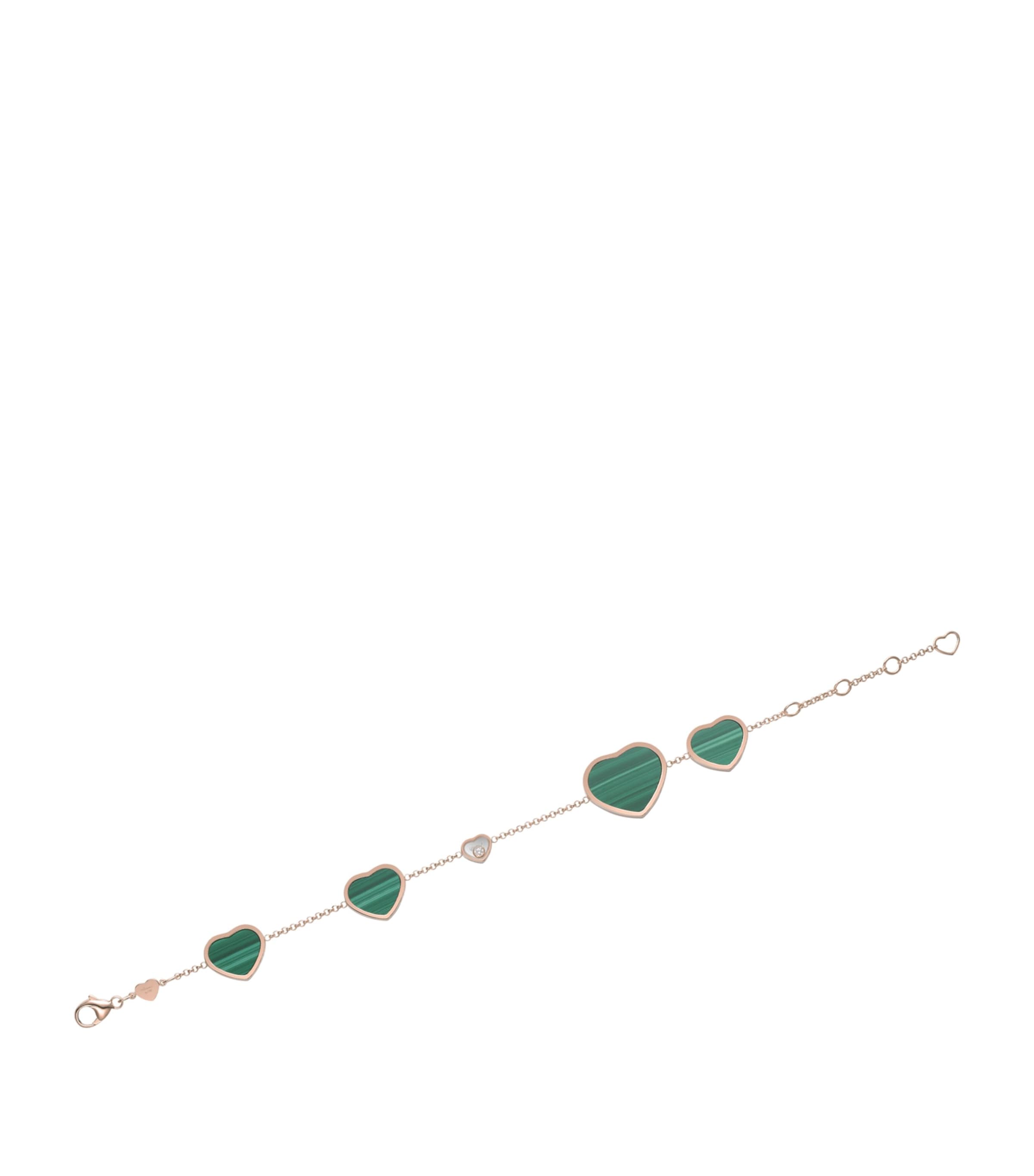 Rose Gold, Diamond and Malachite Happy Hearts Bracelet 18K ROSE GOLD Image 3
