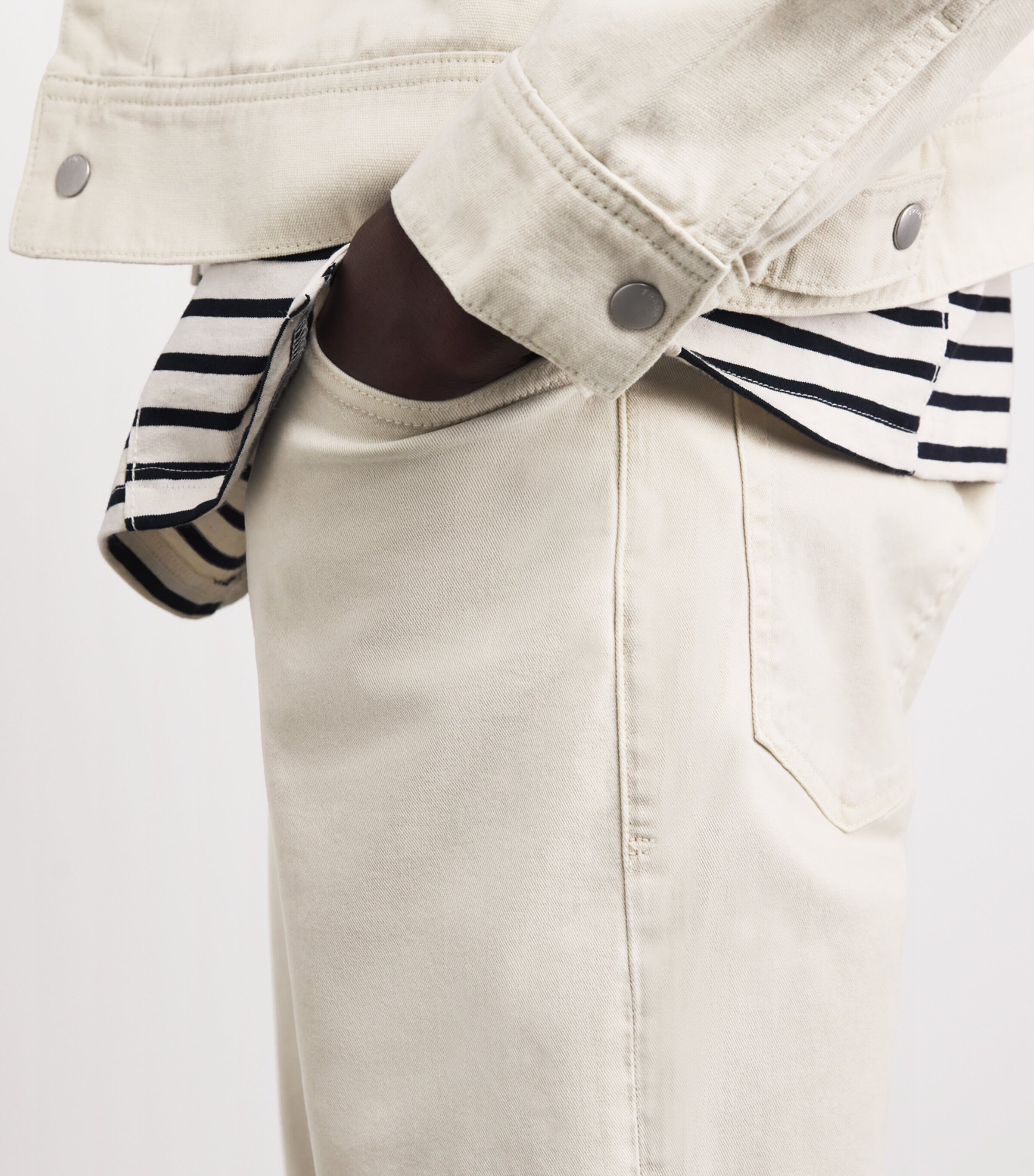 FRAME Mens The Modern Straight Jeans Milk Beige Image 3