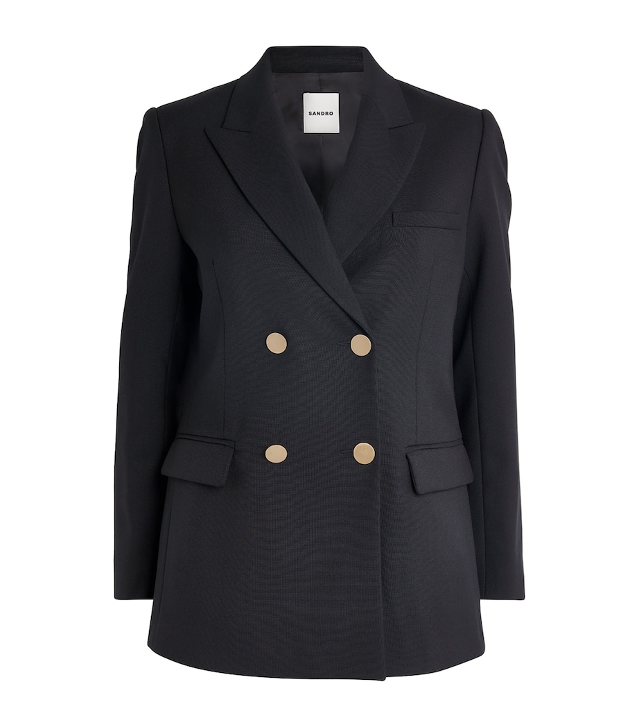 Sandro Paris Womens Virgin Wool Blazer Black Image 1