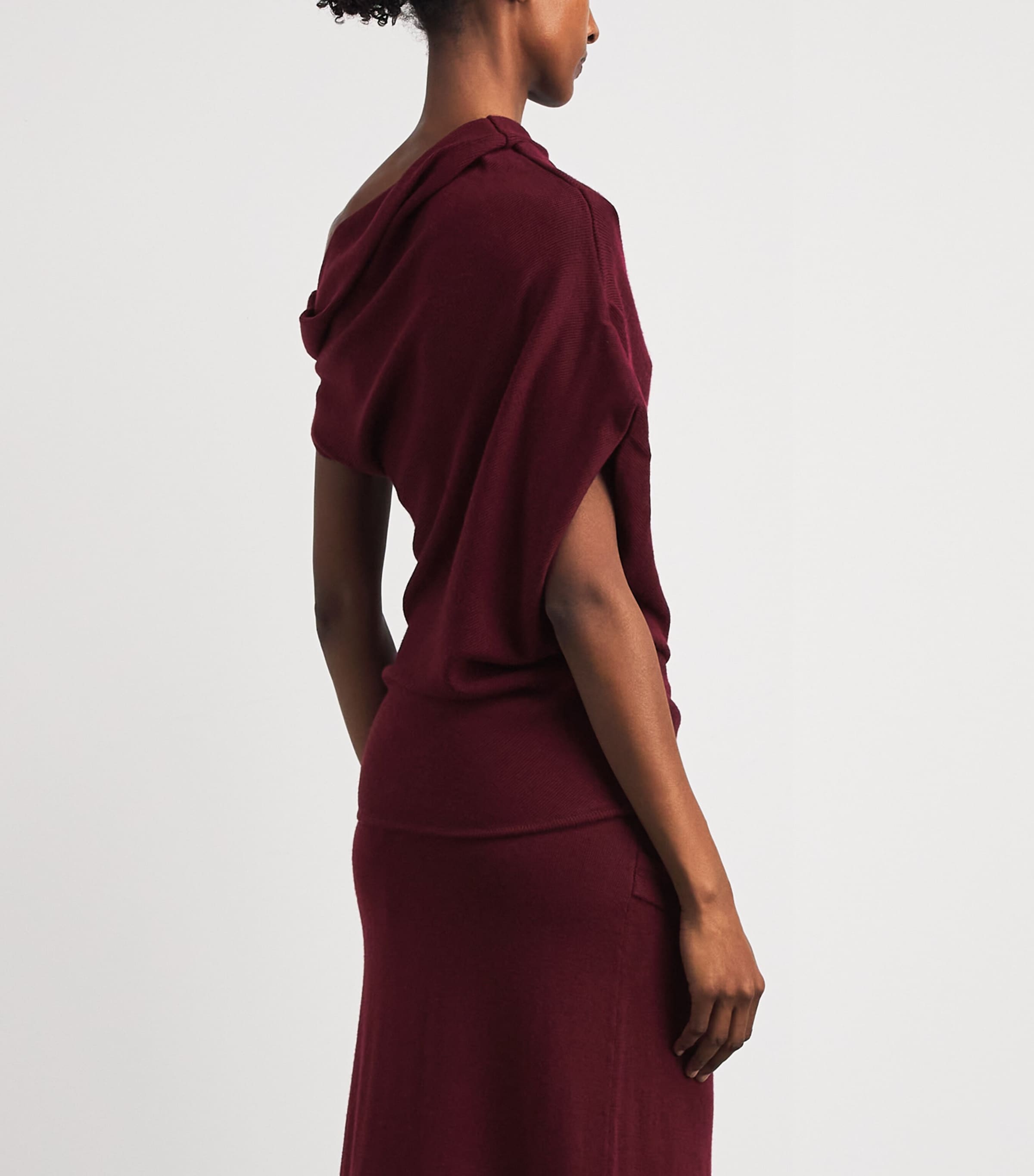 STAUD Womens Merino Asymmetric Mabel Sweater Pnt Pinot Image 5