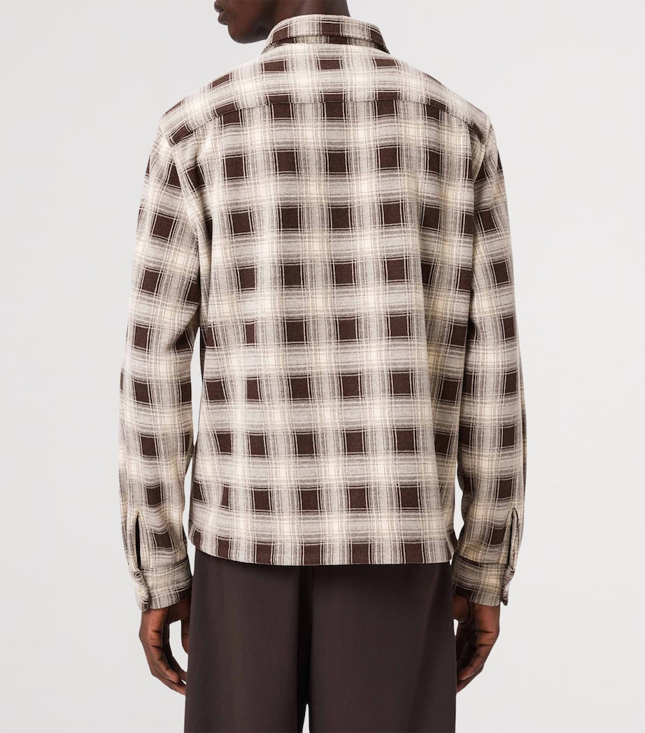 AllSaints Mens Check Krater Overshirt Brown/ecru White Image 4