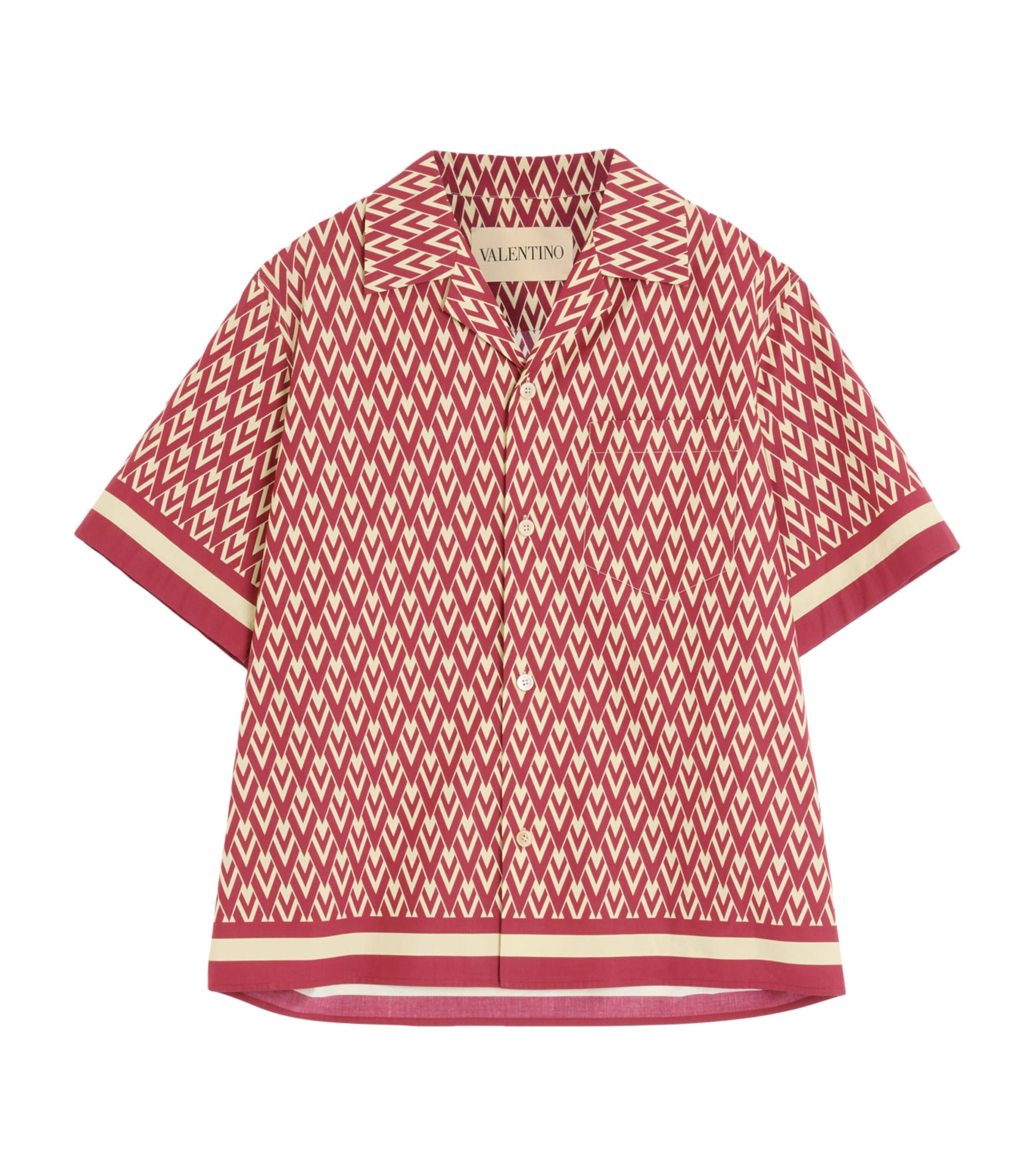 Tシャツ・カットソー VALENTINO FW25 Valentino Bowling Shirt (7V3AA111AYQ CLP) Valentino Garavani Bowling Shirt with Rubberized V Detail