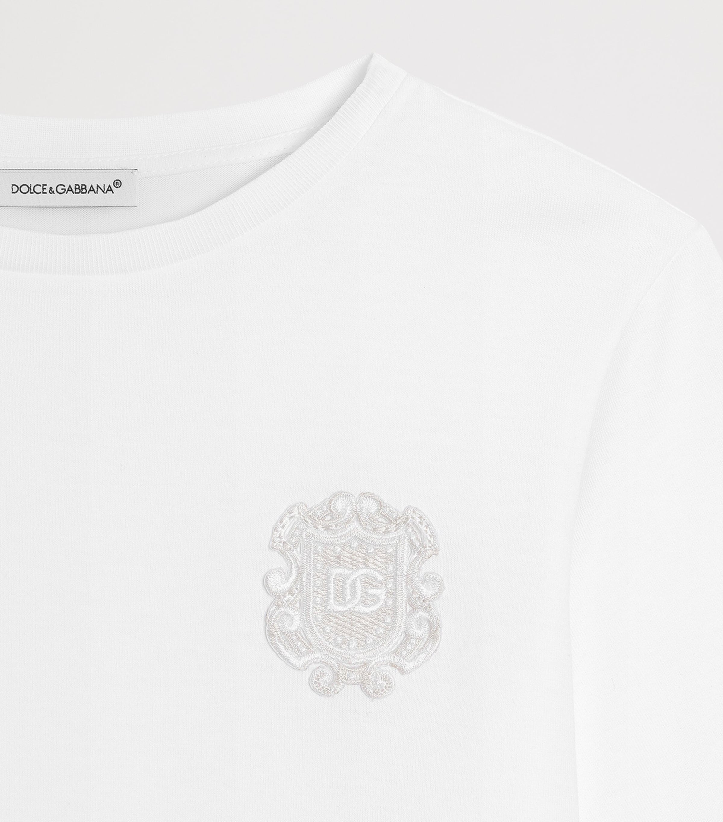 Dolce&Gabbana Kids Embroidered Logo T-Shirt (8-14 Years) Optical White Image 3