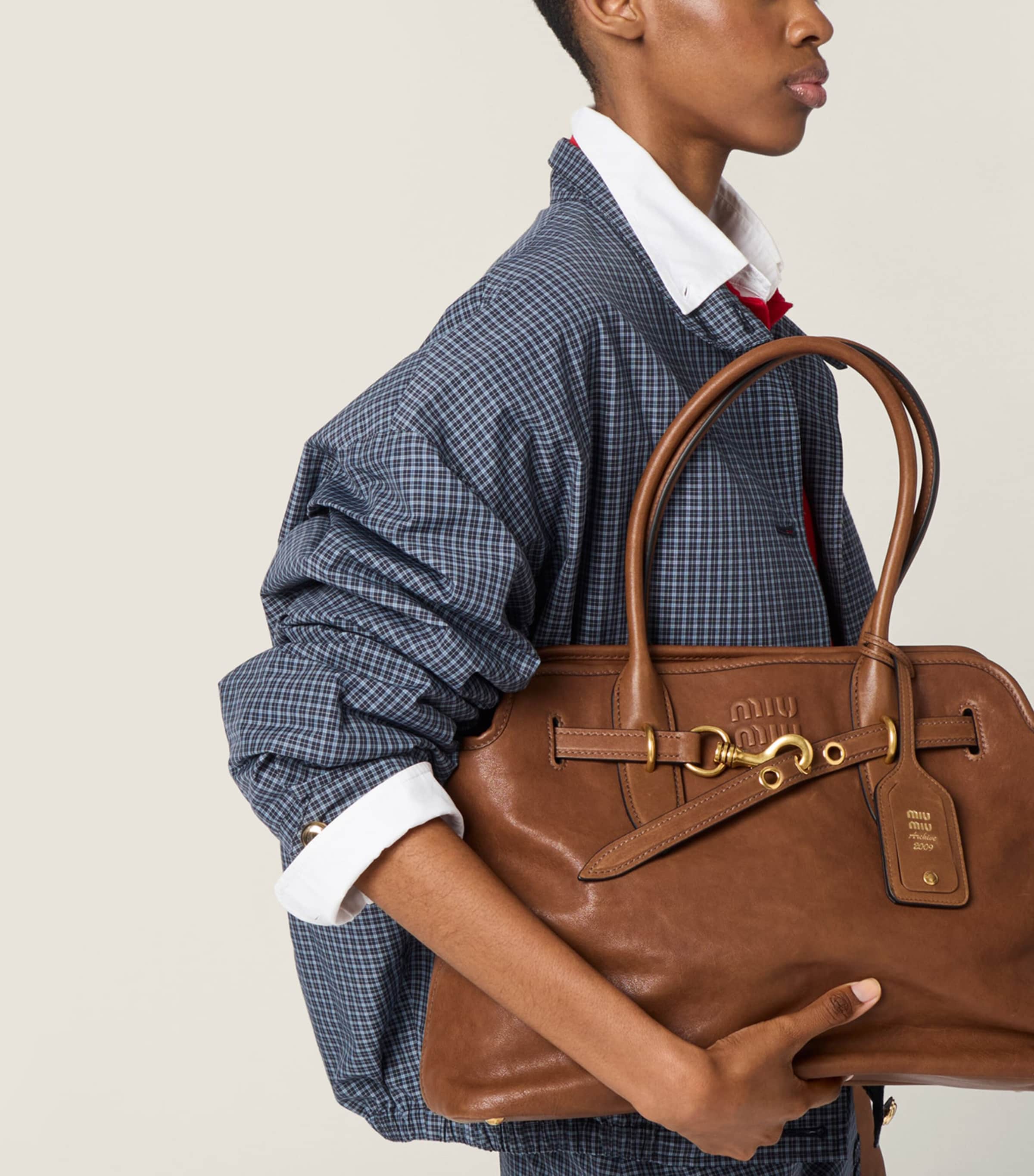 Miu Miu Womens Check Blouson Jacket Image 4