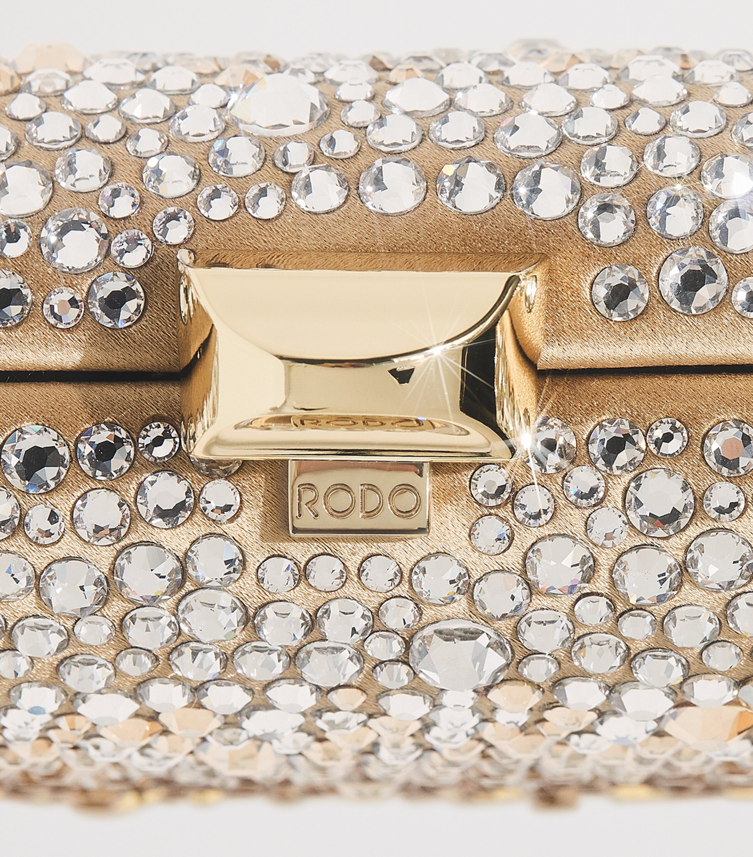 Rodo Satin Embellished Clutch Bag Sand Satin Image 6