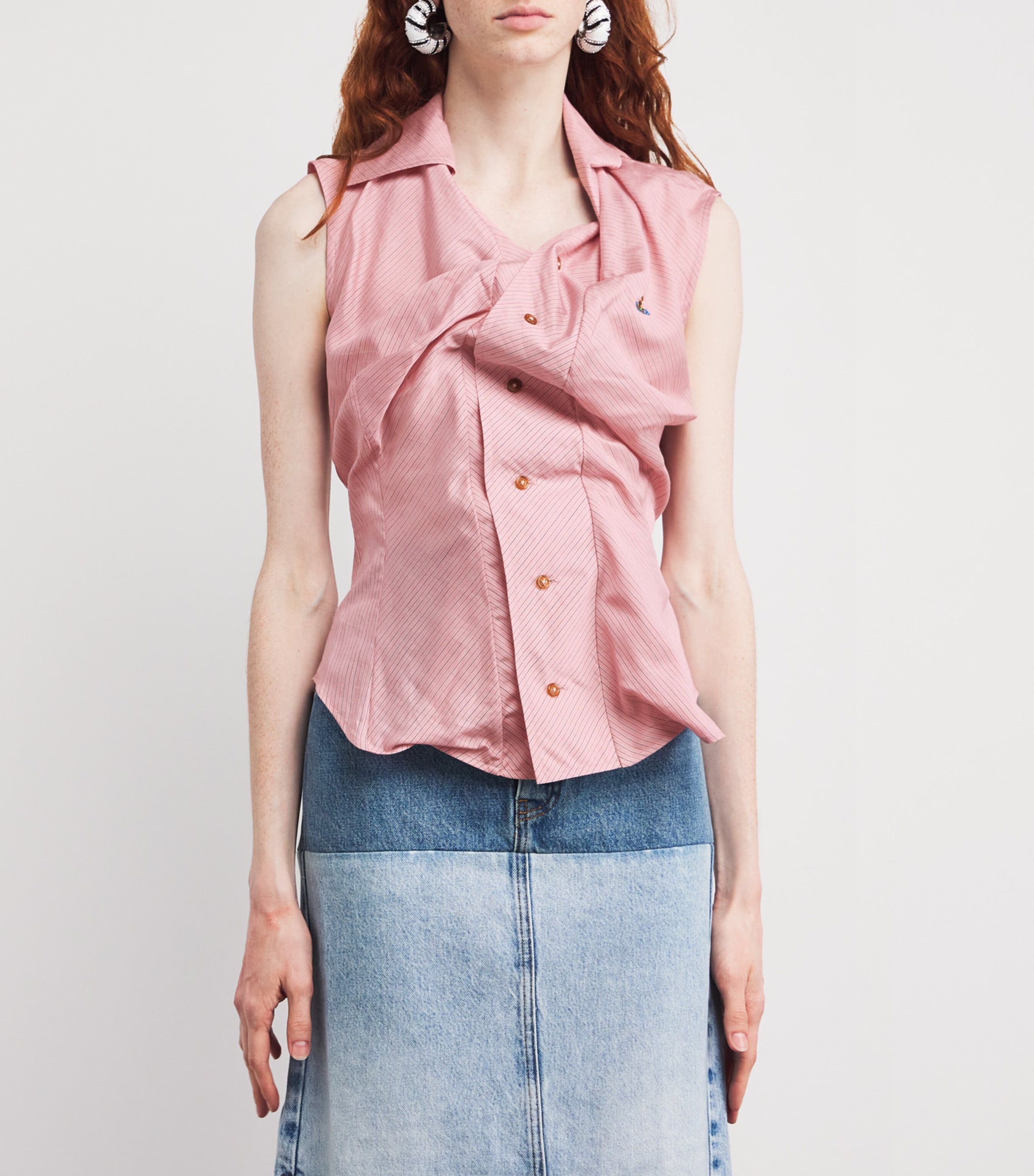 Vivienne Westwood Pink Striped Sleeveless Drunken Shirt | Harrods US