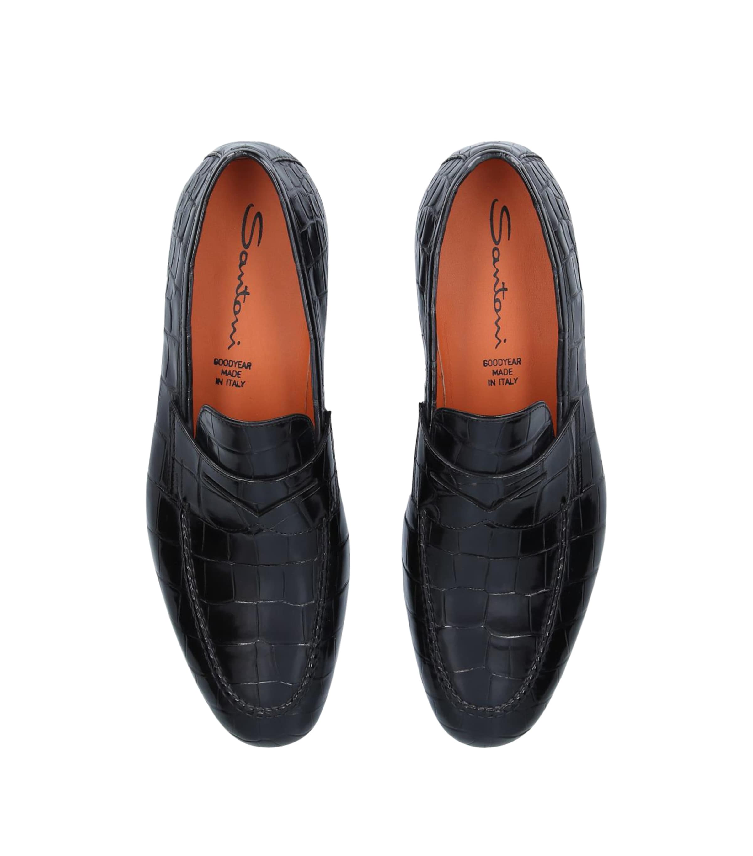 Crocodile Penny Loafers BLACK Image 4