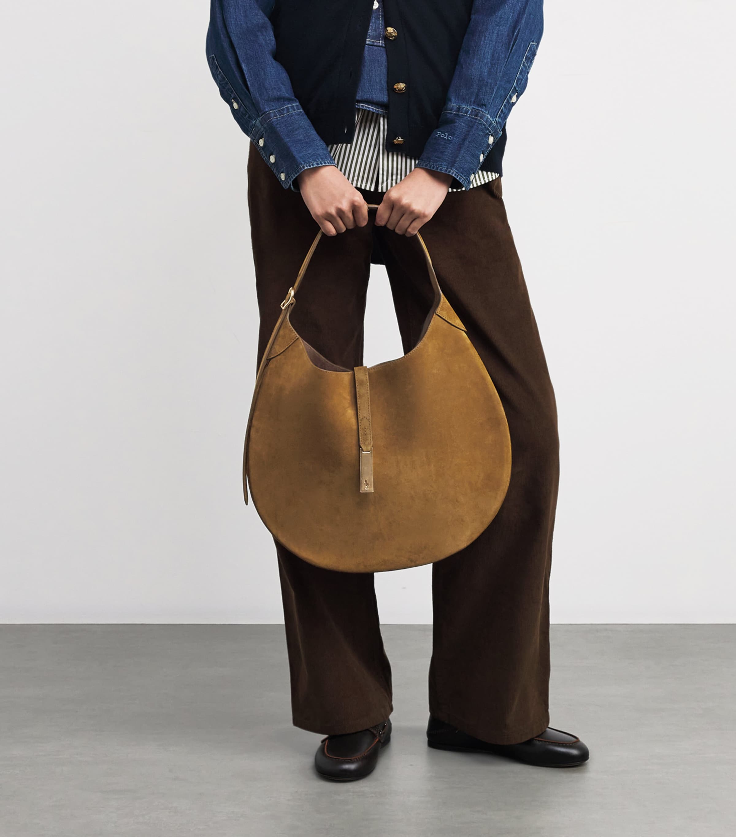 Medium Suede ID Shoulder Bag ARTICHOKE Image 2