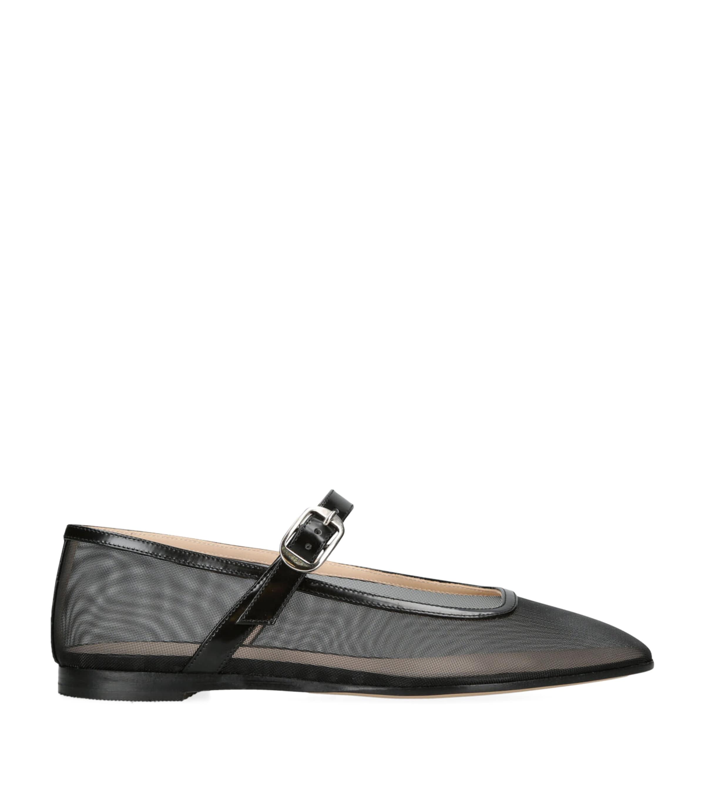 Le Monde Beryl Mesh Mary Jane Ballet Flats In Black