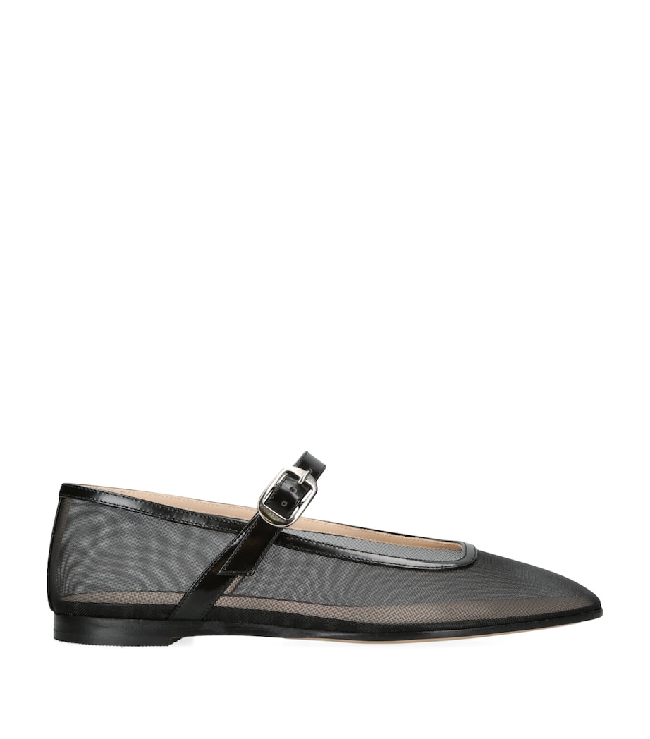 Mesh Mary Jane Ballet Flats BLACK Image 1