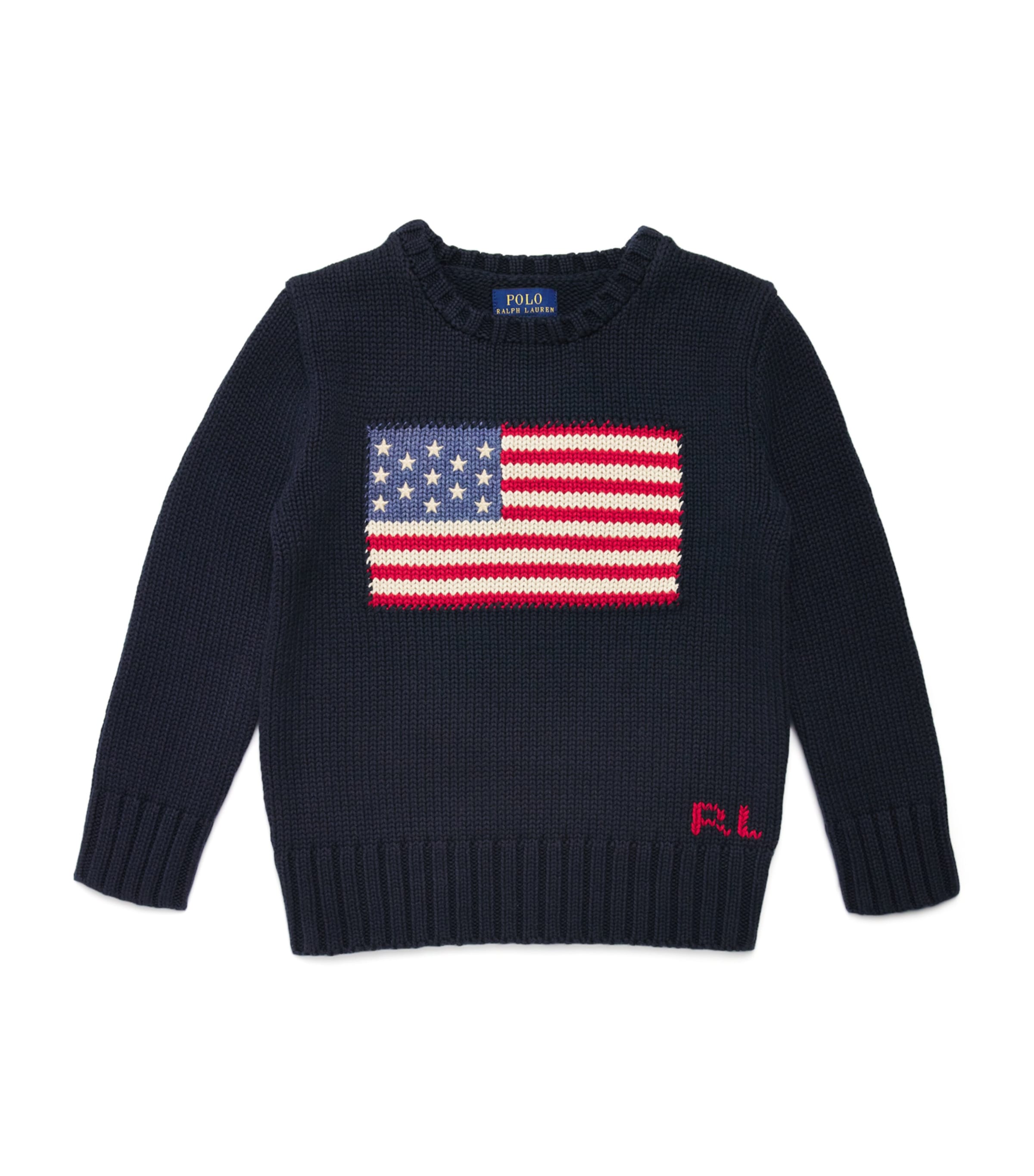 Ralph Lauren Cotton American Flag Sweater In Navy