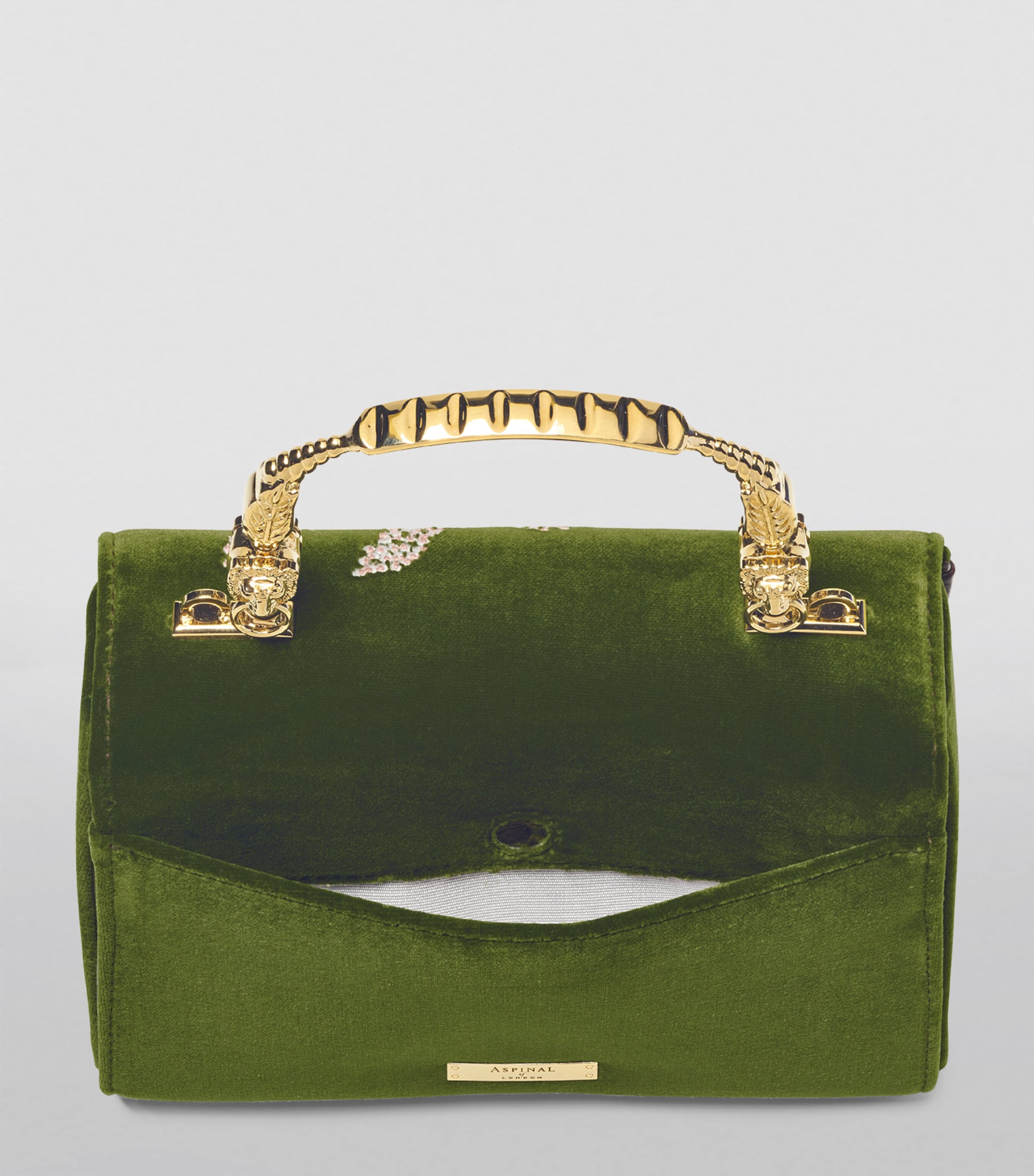 Midi Velvet Embroidered Mayfair Top-Handle Bag OLIVE Image 5