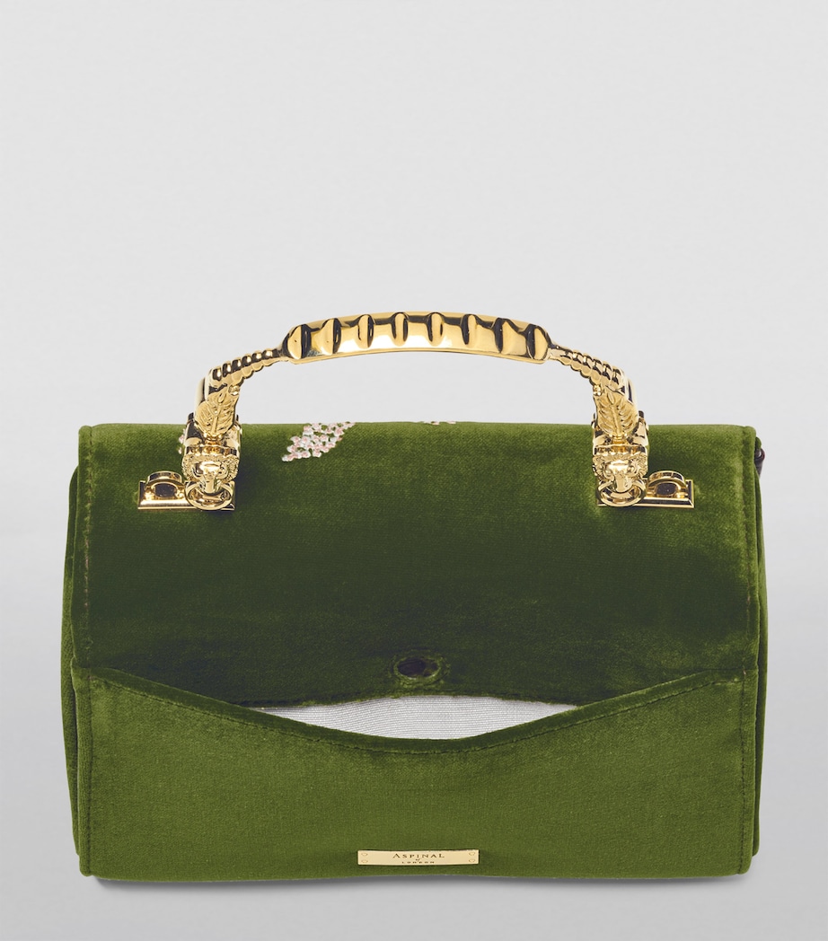 Midi Velvet Embroidered Mayfair Top-Handle Bag OLIVE Image 5