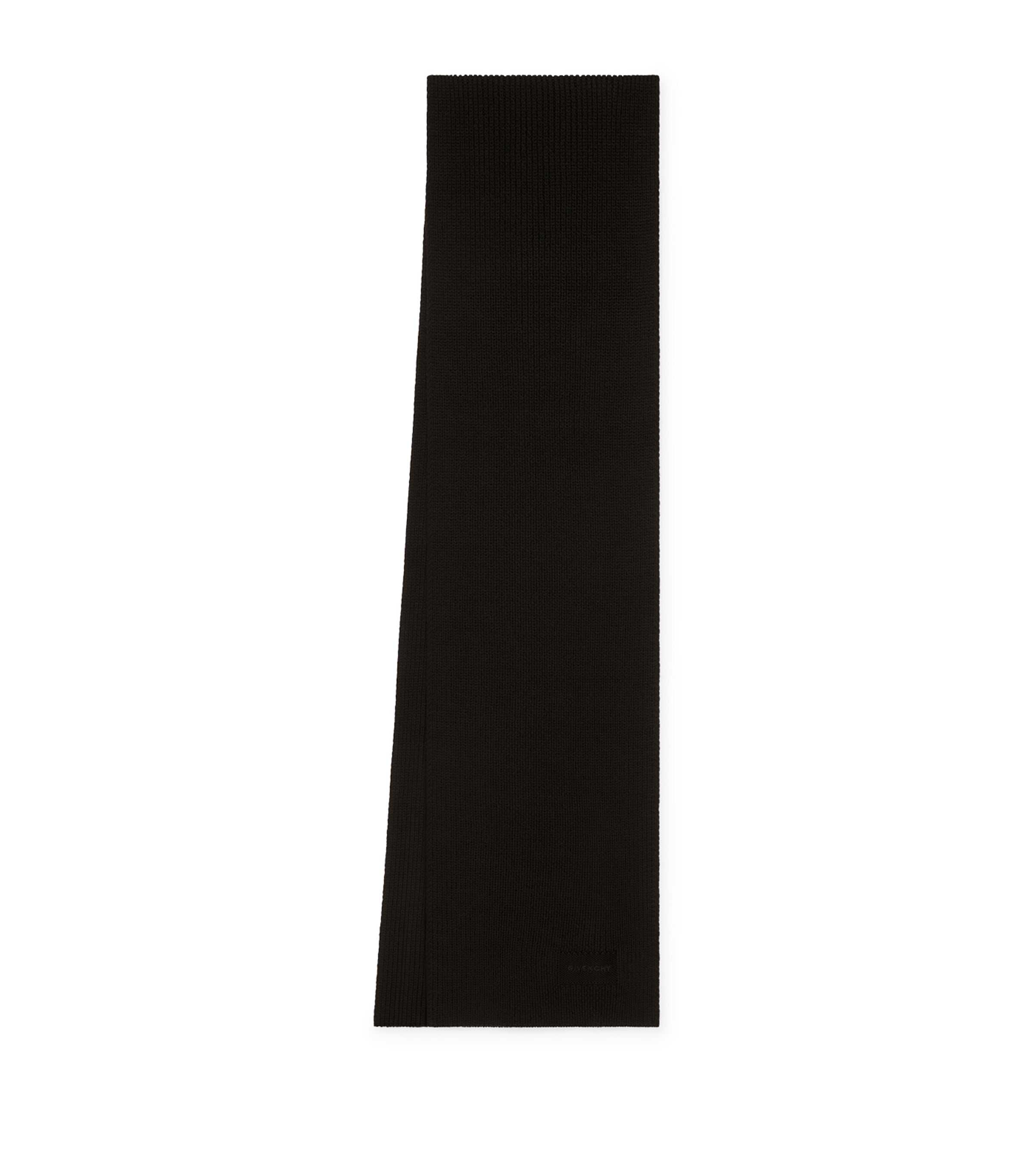Wool Rib-Knit Scarf BLACK Image 1