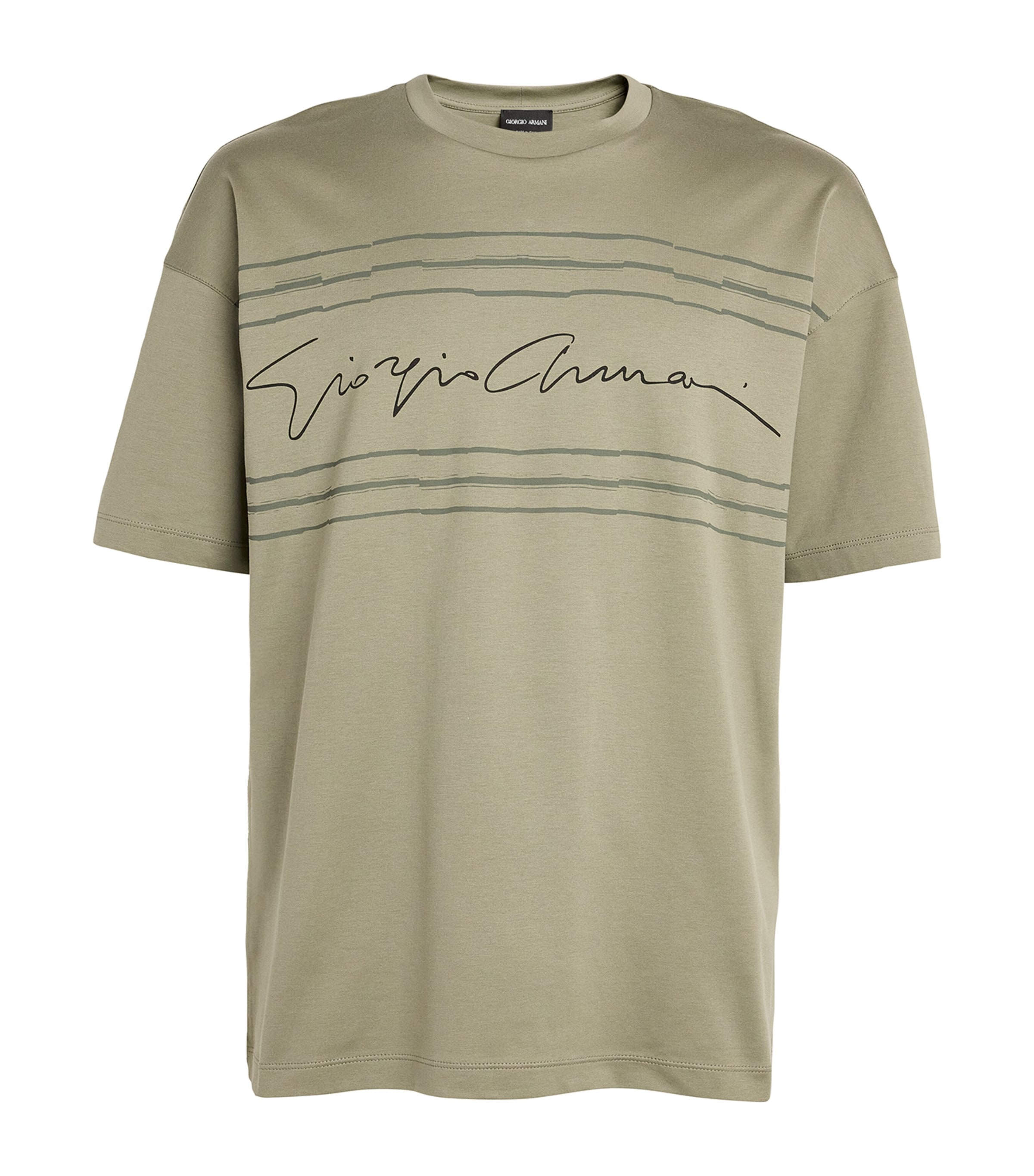 Shop Giorgio Armani Signature Print T-shirt In Green