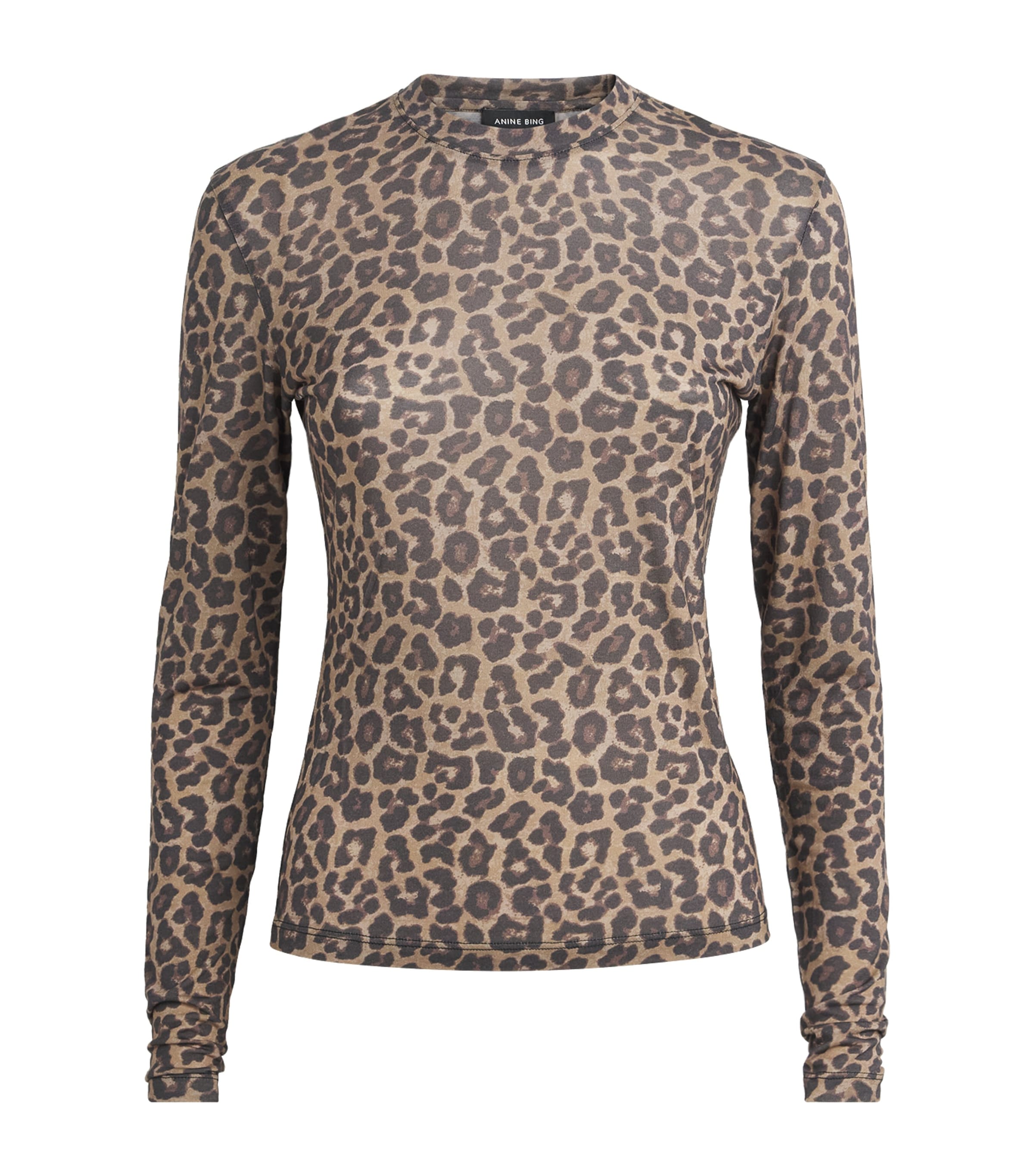 ANINE BING Womens Printed Sylvie Long-Sleeve T-Shirt Leopard Image 1