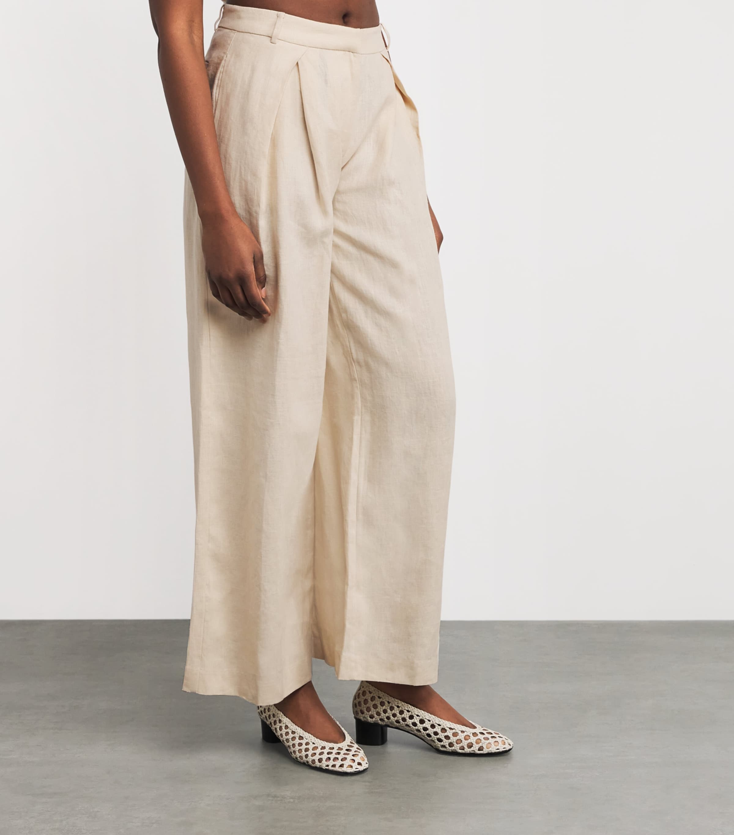 Faithfull the Brand Womens Linen Sofia Wide-Leg Trousers Panna Image 3