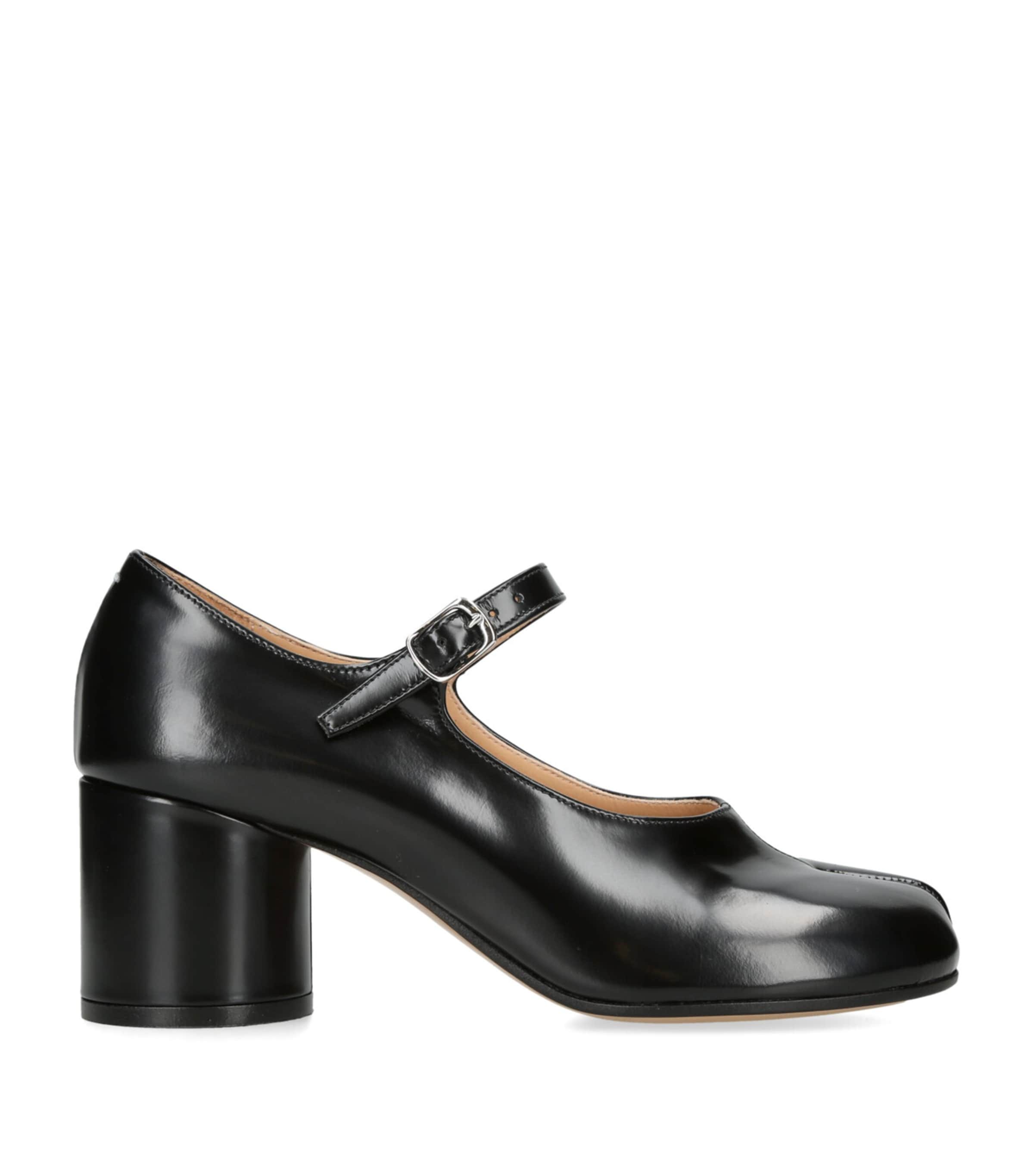 Maison Margiela Leather Tabi Mary Jane Pumps 60 In Black