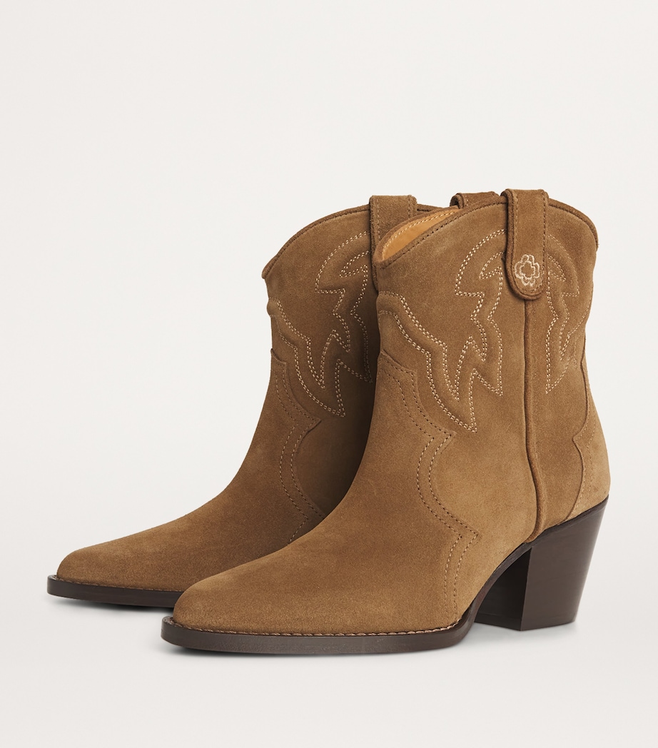 Maje Suede Heeled Boots Warm Brown Image 2