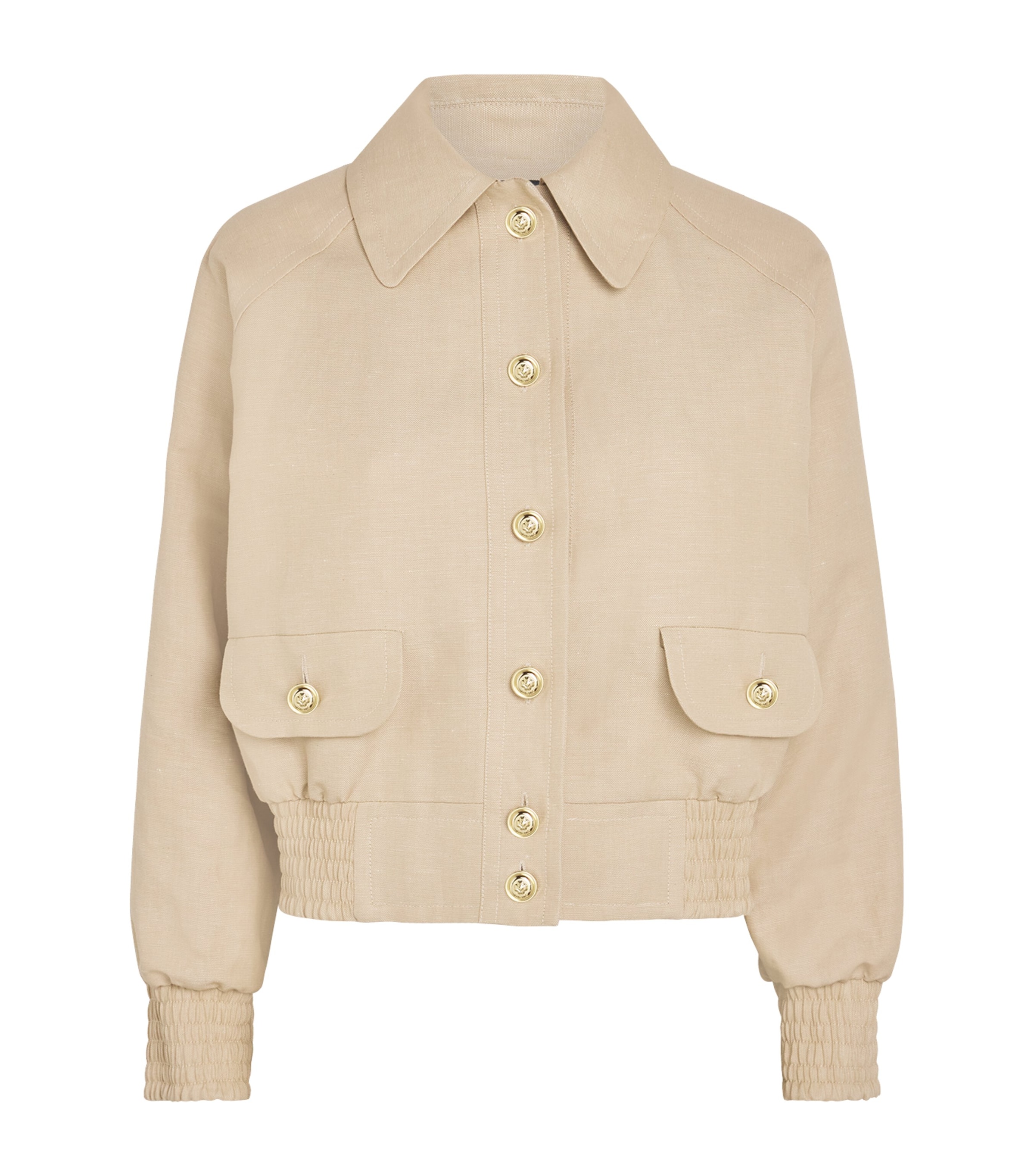 Maje Linen-cotton Jacket In Neutral