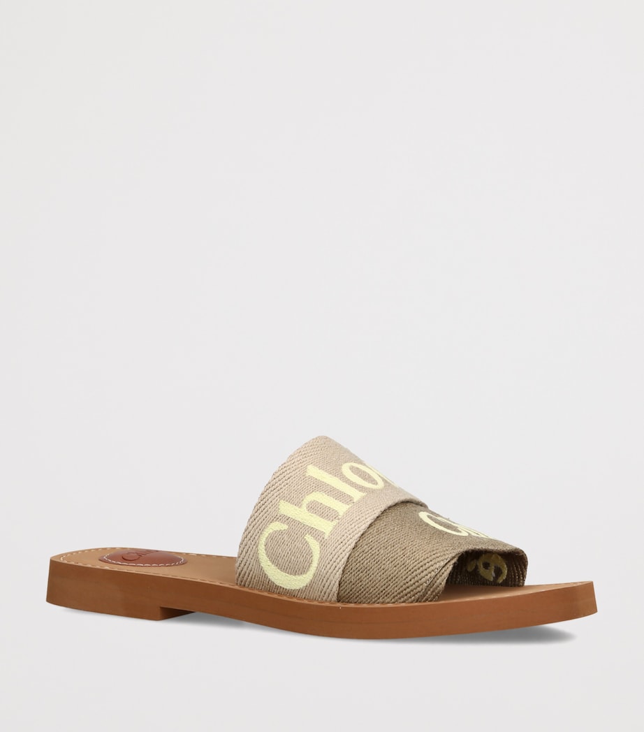 Chloé Canvas Jacquard Woody Sandals Beige Comb Image 2