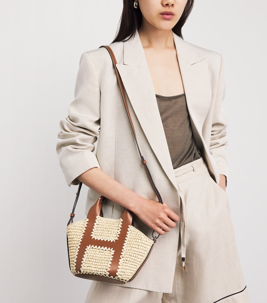 Harrods Small Raffia Tote Bag Neutral Image 2