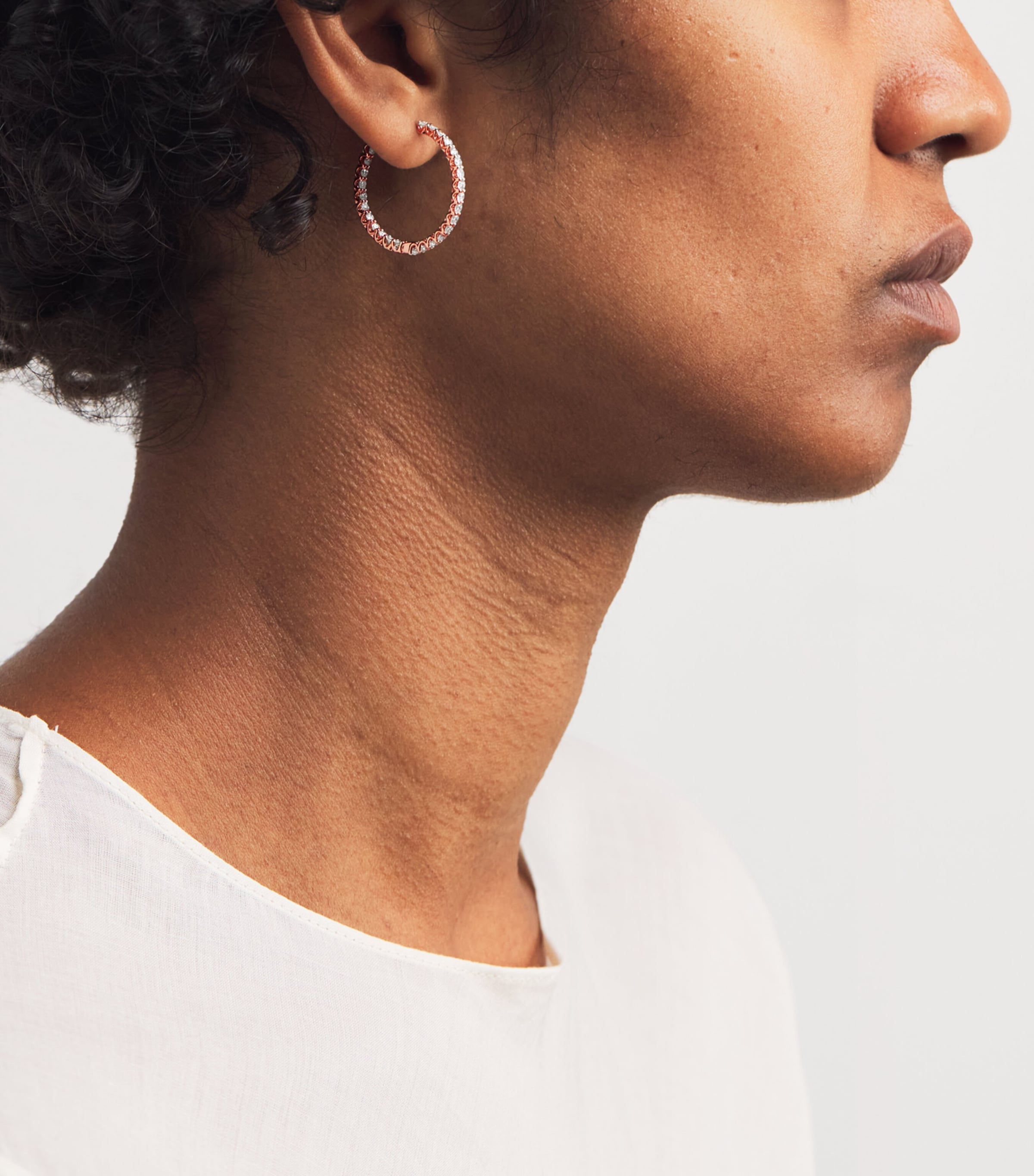 Rose Gold and Diamond Hoop Earrings (2.00ctw) ROSE GOLD Image 4