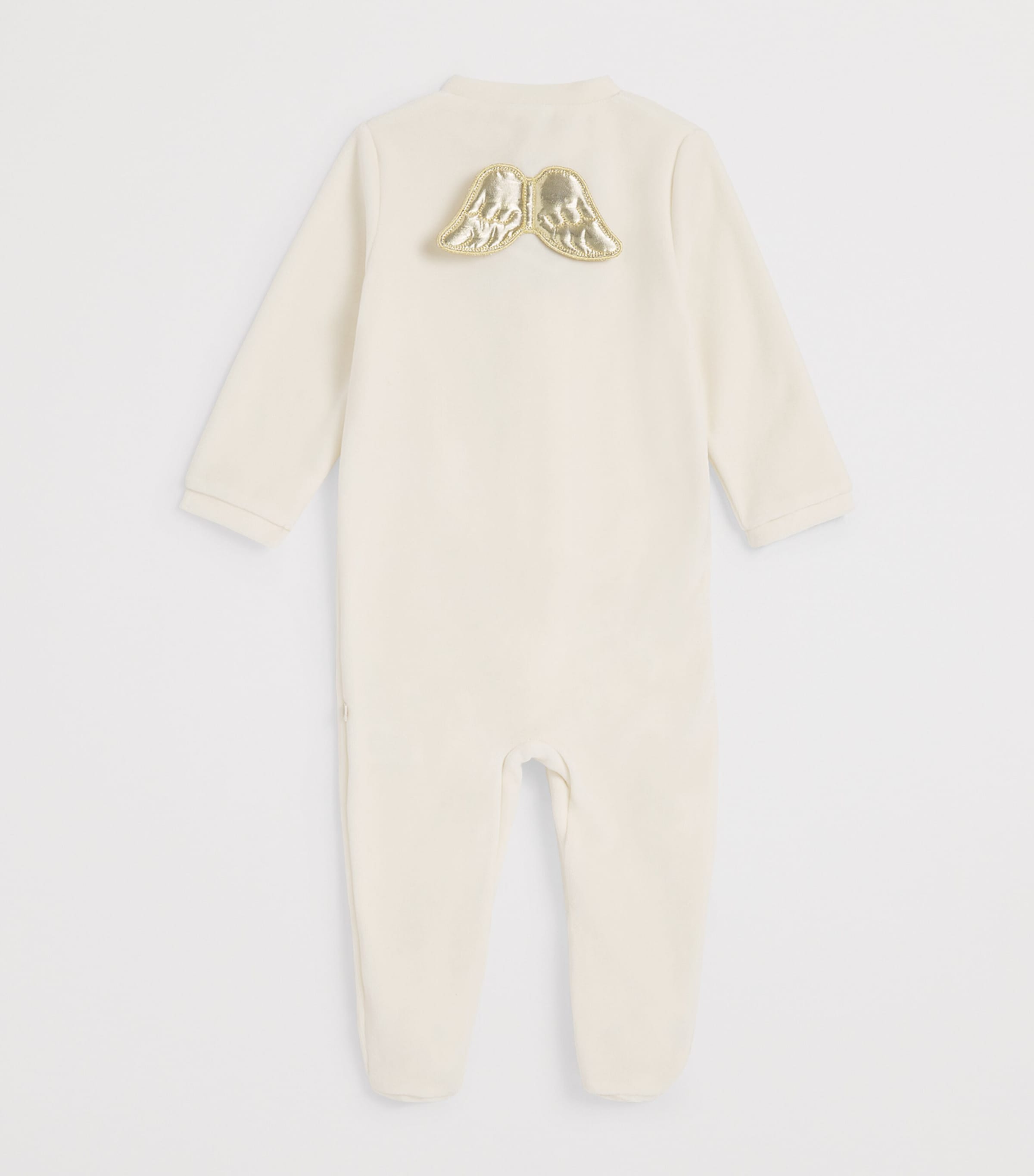 Marie-Chantal Velour Angel Wing All-In-One (0-12 Months) Cream Image 2