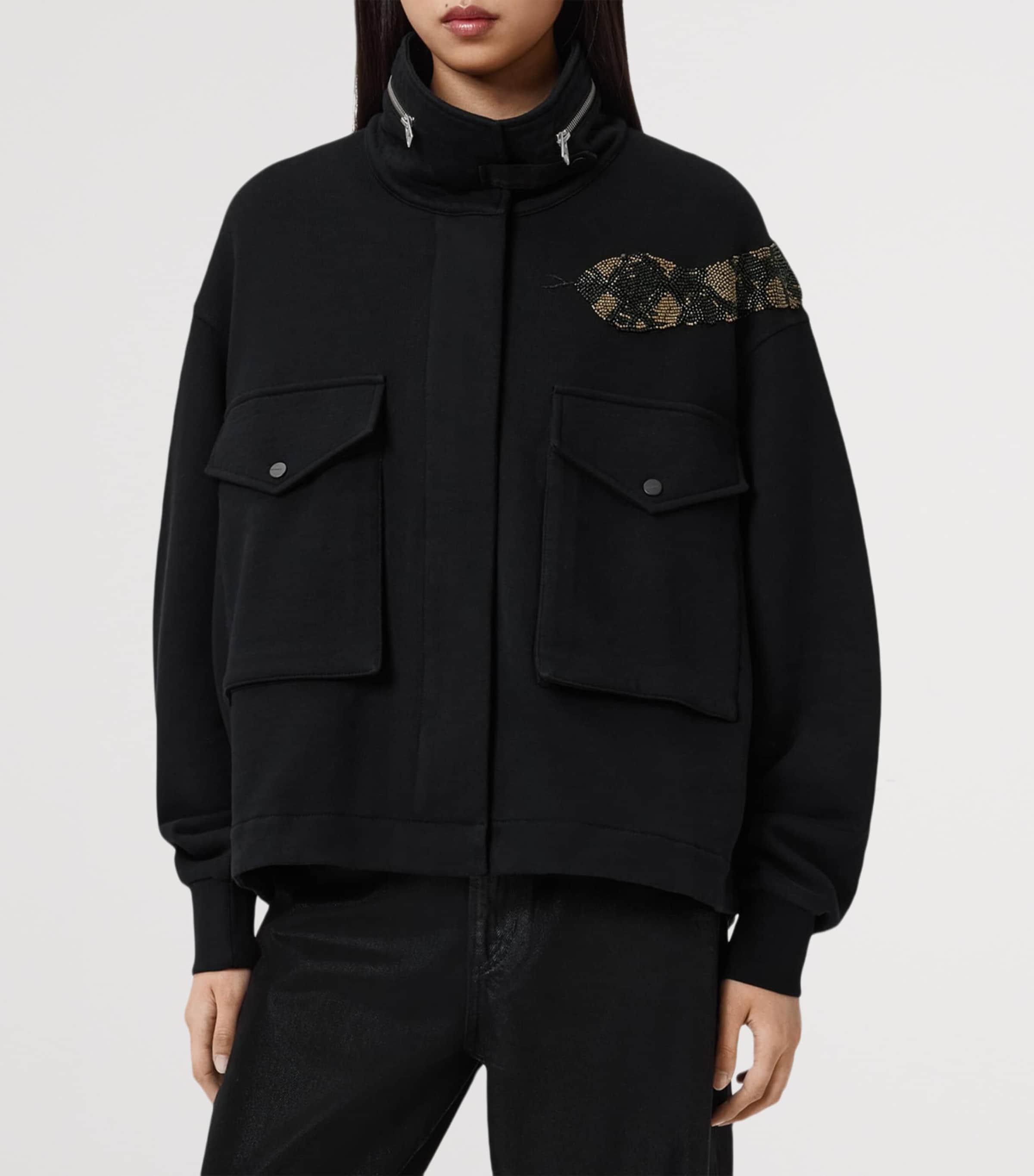 Cotton Ouros Claire Bomber Jacket BLACK Image 2