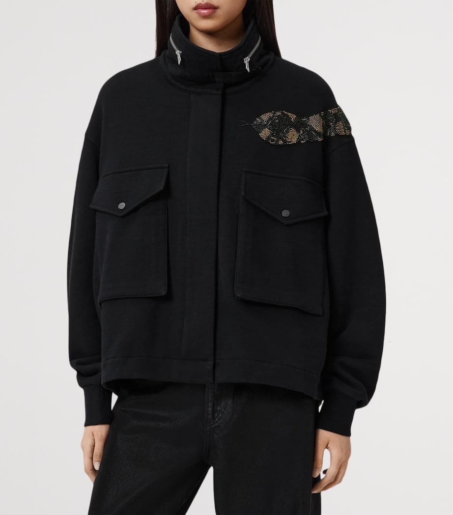 Cotton Ouros Claire Bomber Jacket BLACK Image 2