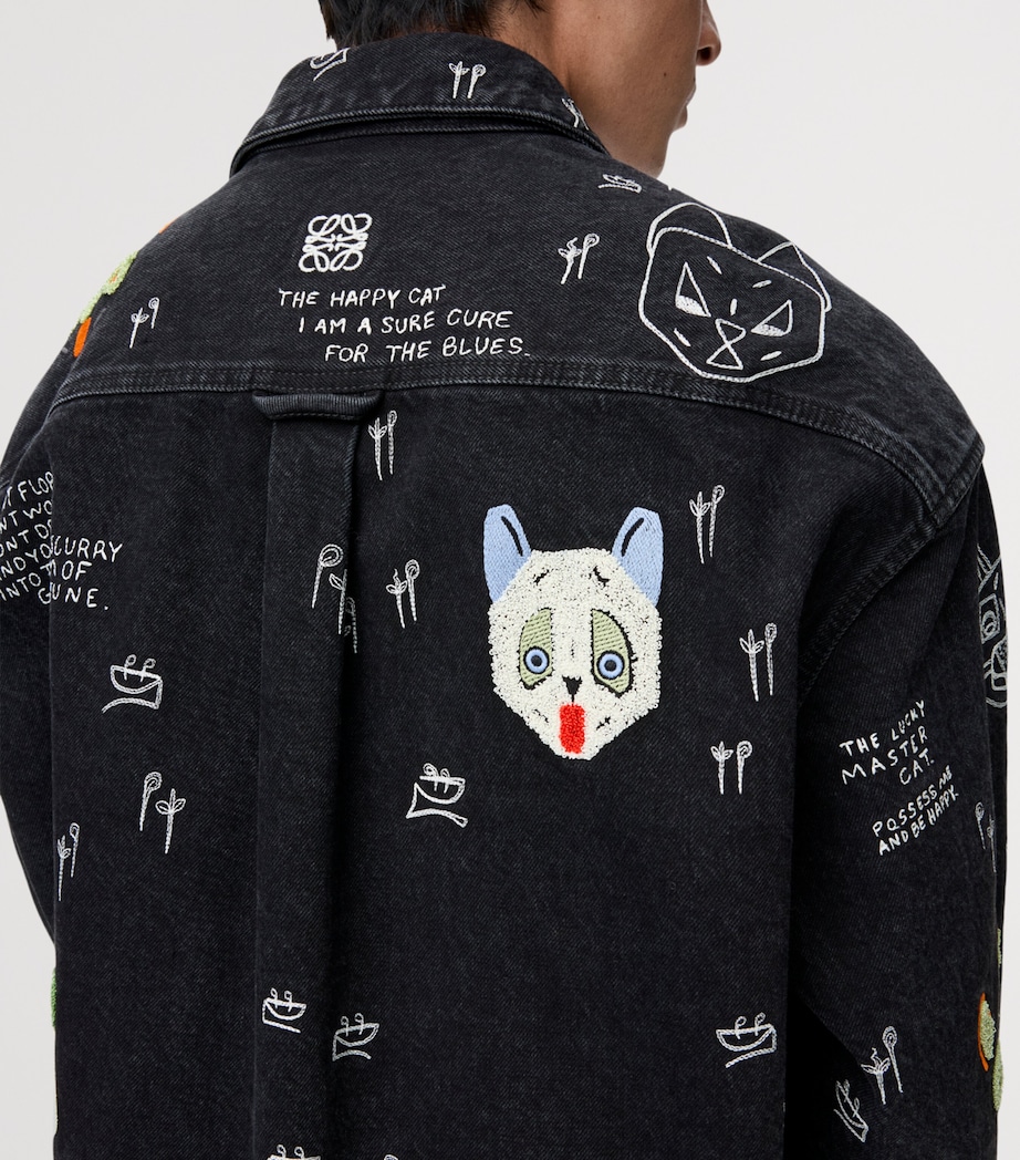 x Louis Wain Embroidered Denim Overshirt BLACK/MULTICOLOR Image 5